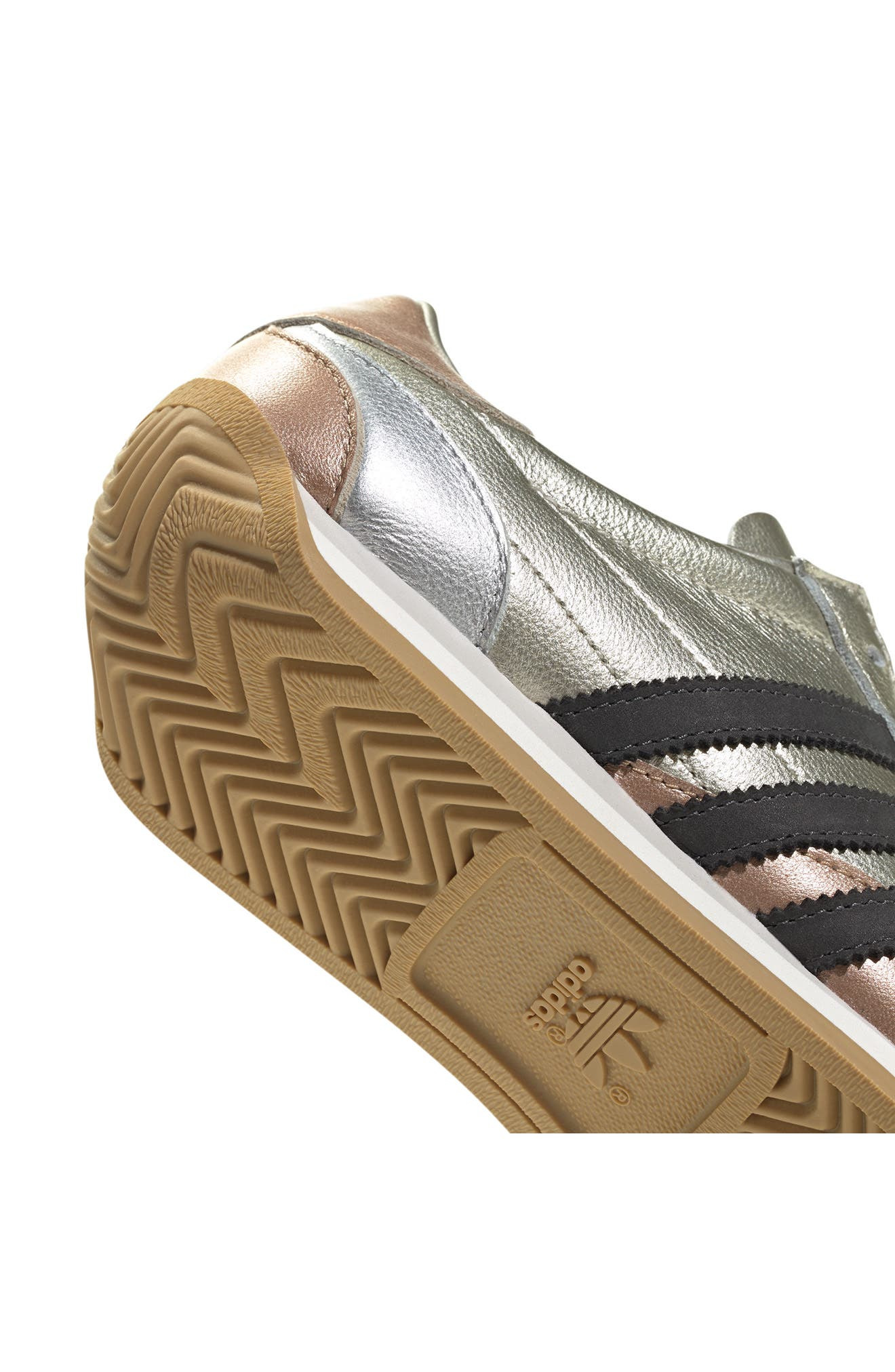 adidas Country Low Top Sneaker in Silver Met/Gold Met/Black at Nordstrom - 8