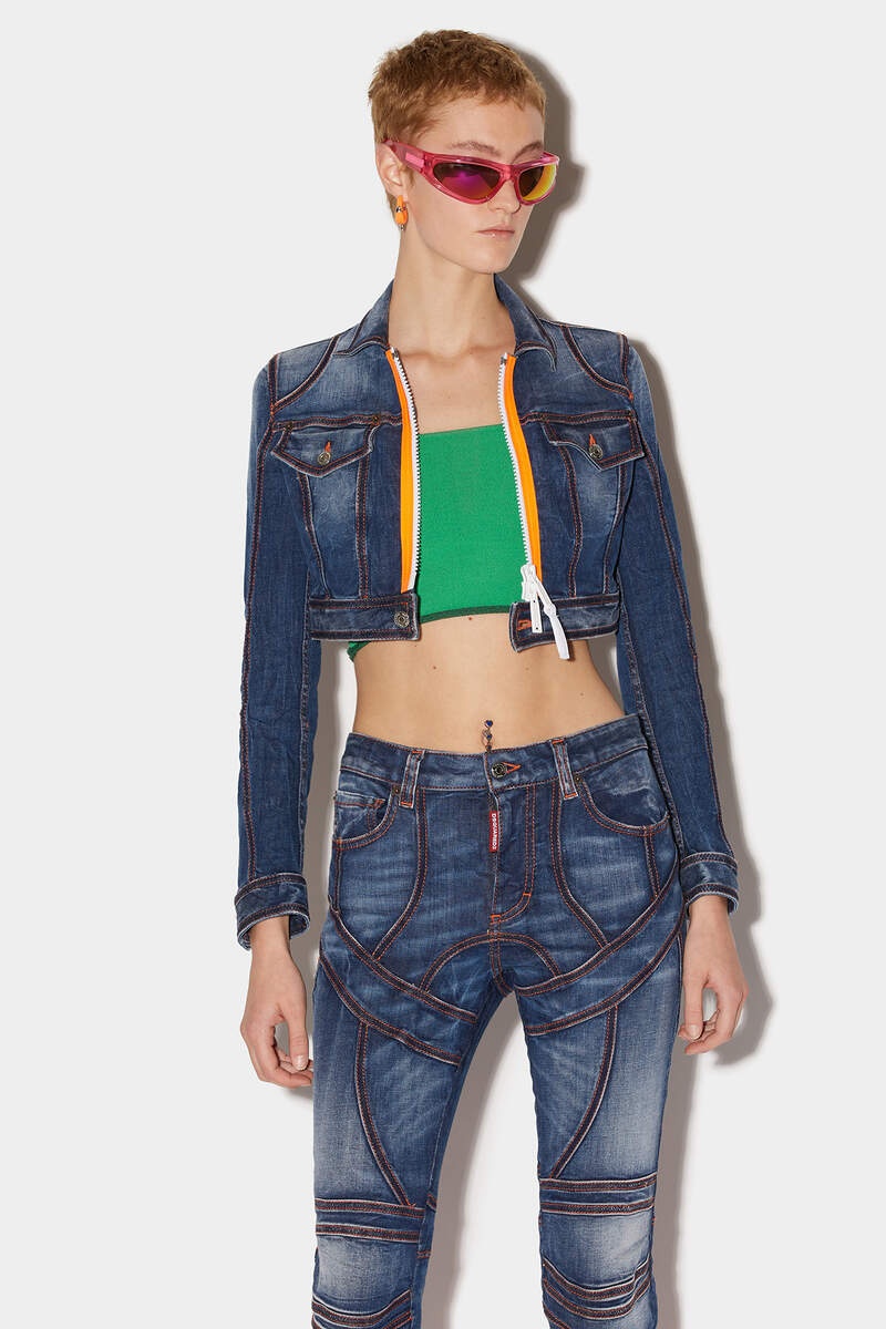 DARK FADE WASH SURFER CROPPED JACKET - 1