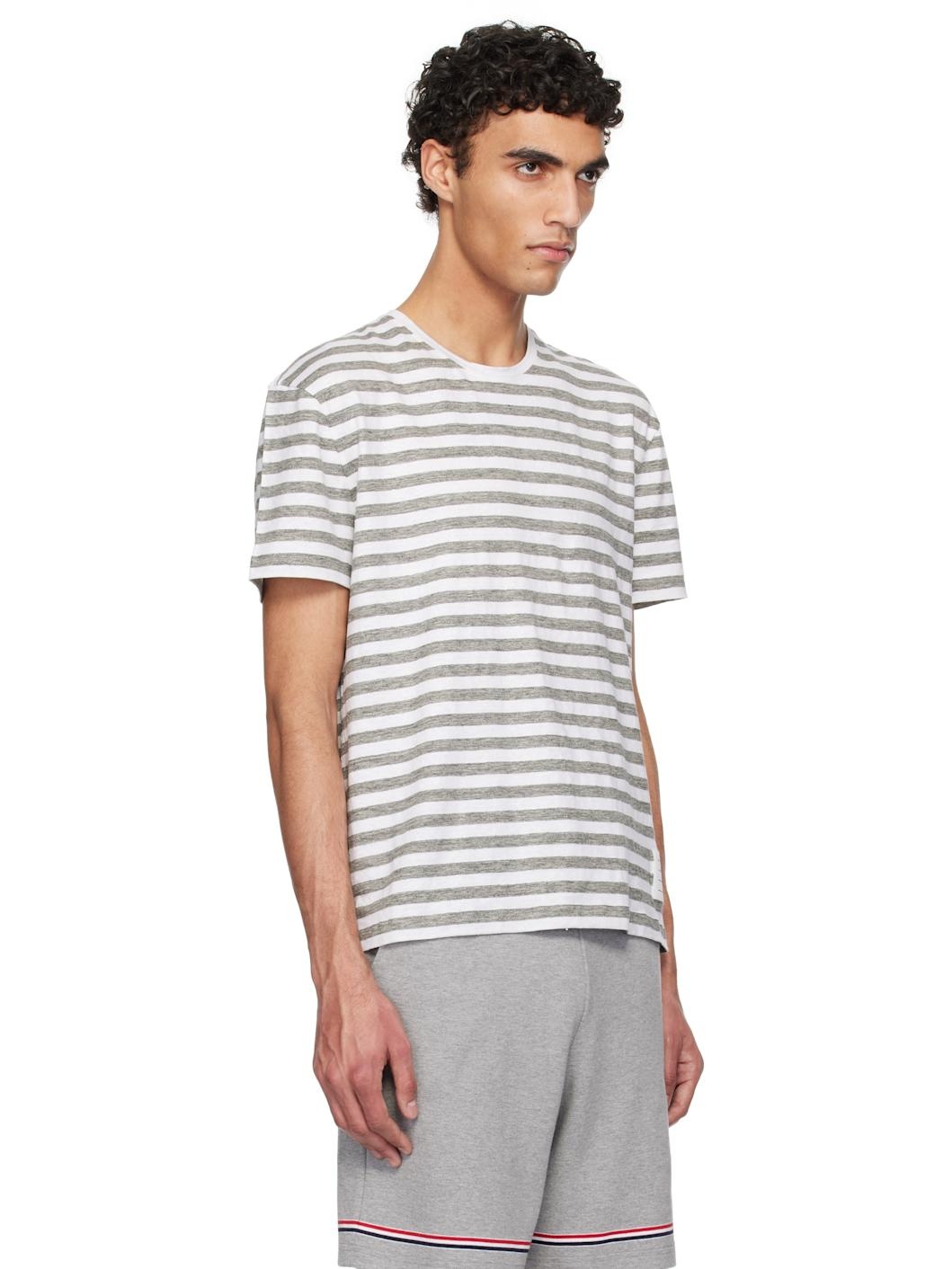 Gray & White Linen Jersey Ringer T-shirt - 2