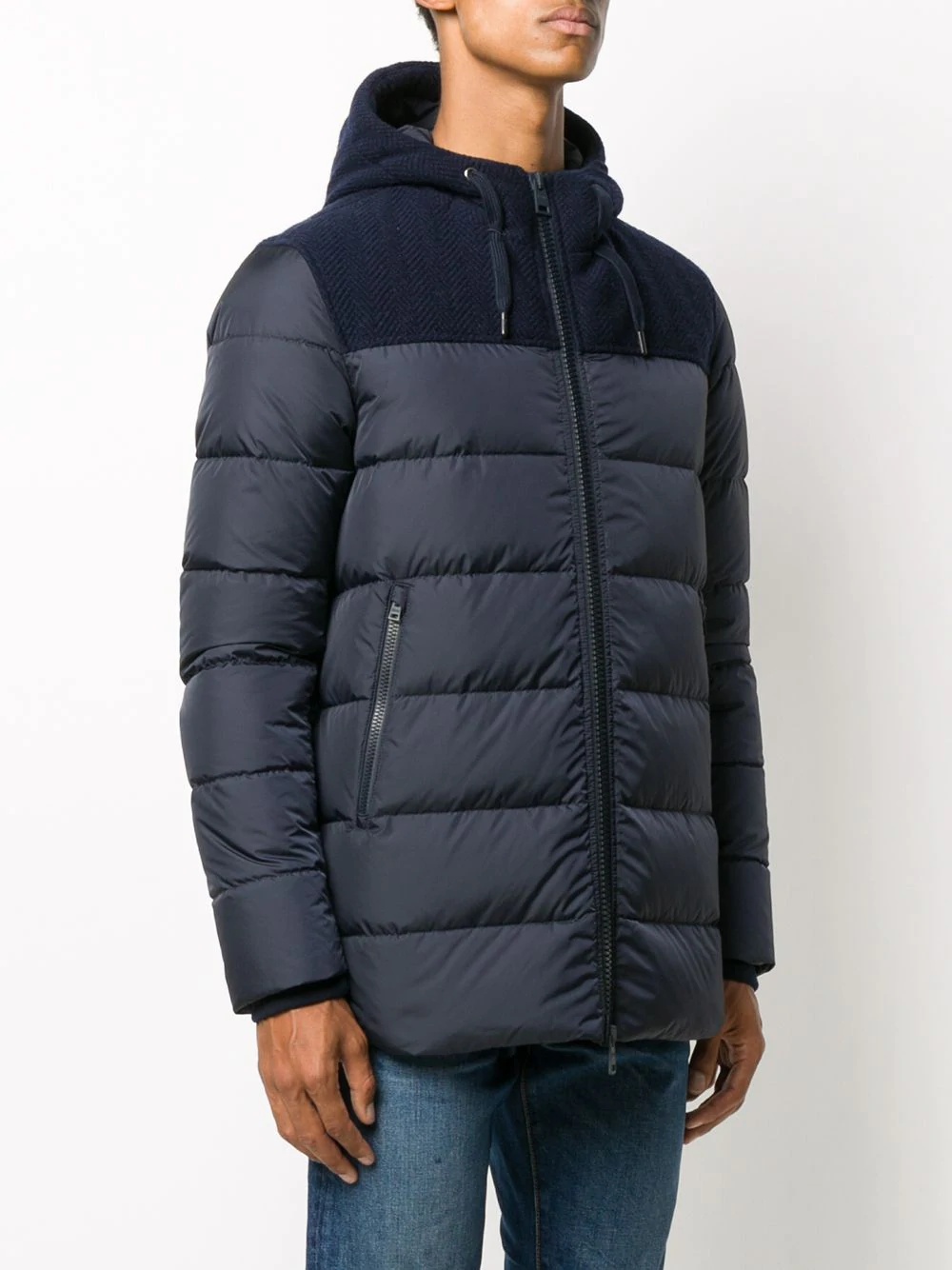 herringbone-panel puffer jacket - 3