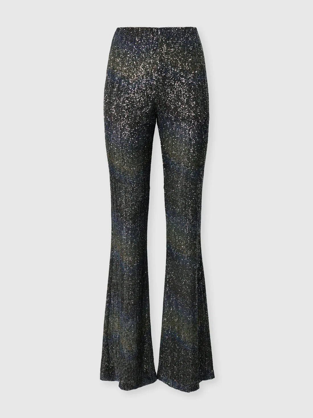 Flare trousers with woven Greek key motif - 1