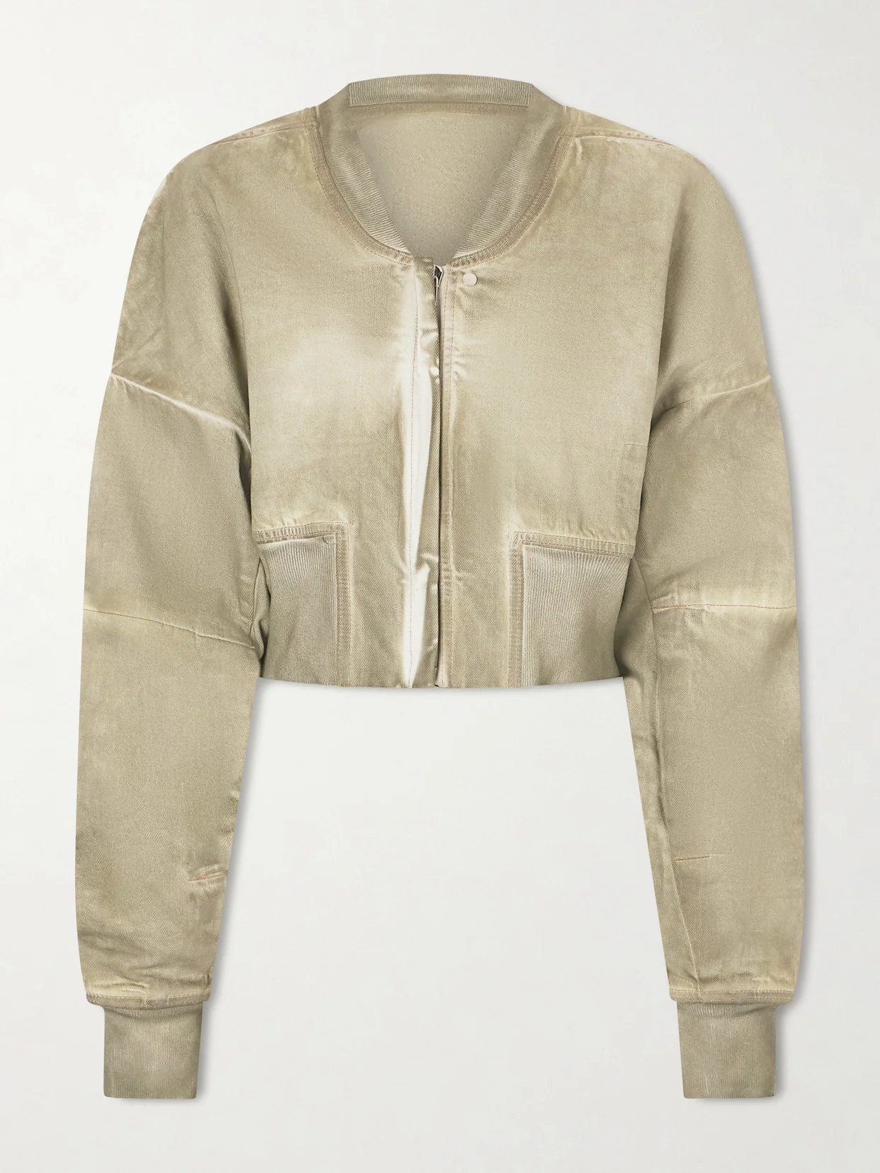 Cropped Distressed Denim Jacket - 1