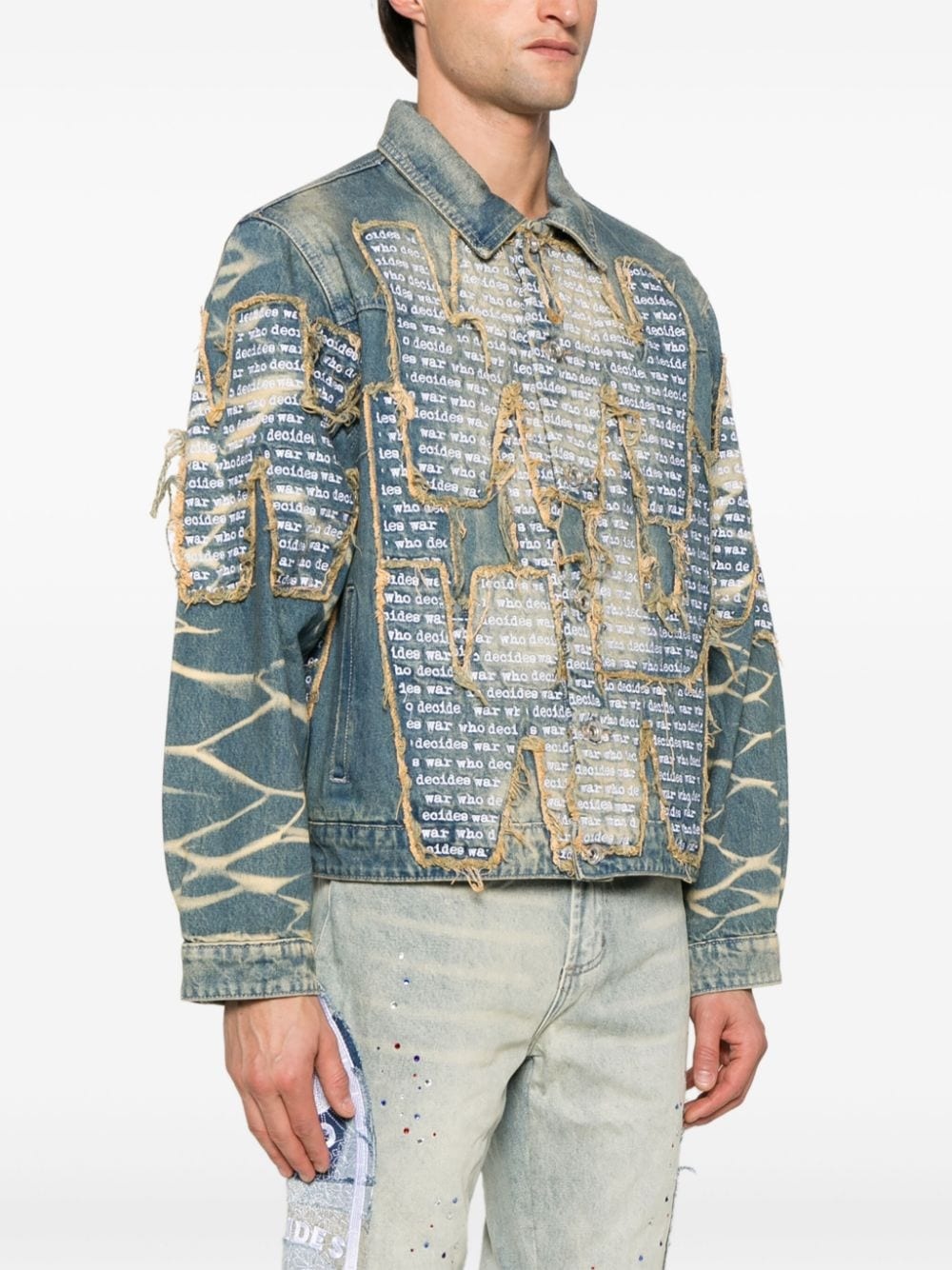 embroidered-logo denim jacket - 3
