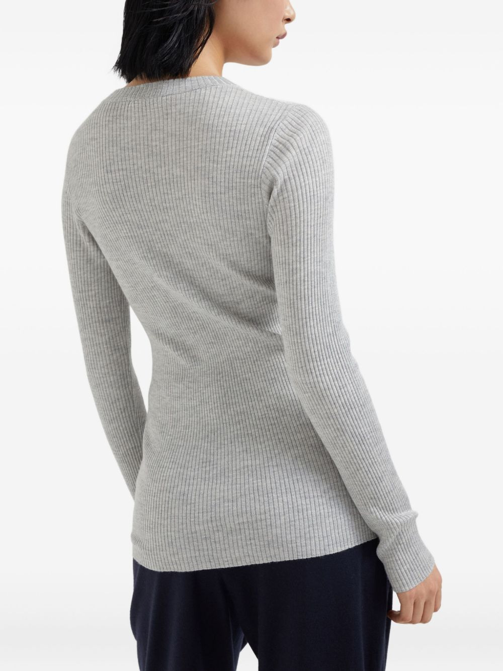 shimmer-effect round-neck knit - 3