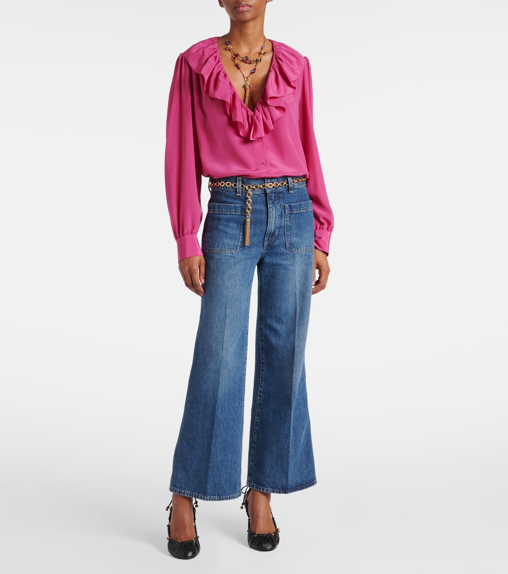 Ruffled silk blouse - 2