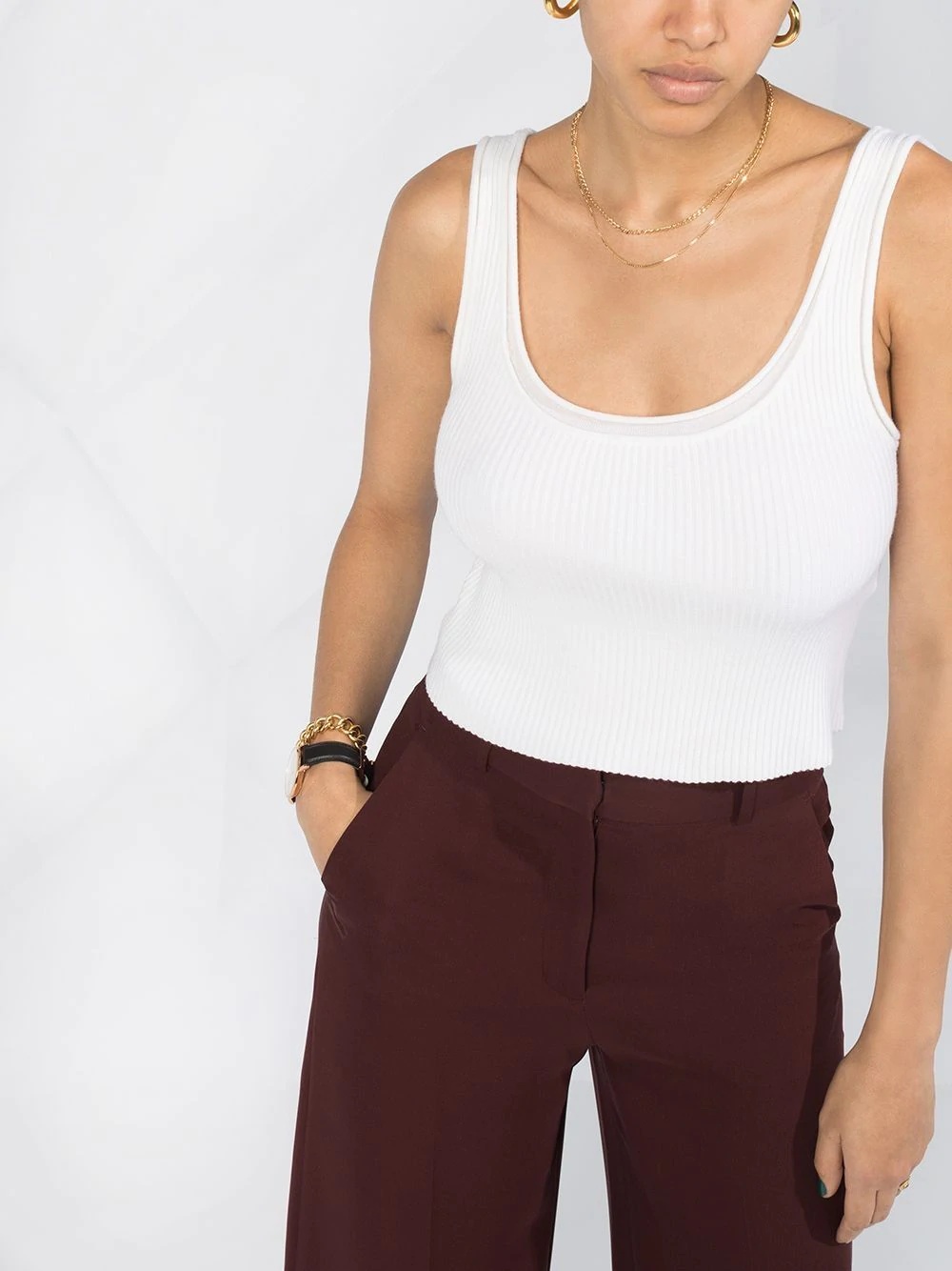 cropped ribbed-knit tank top - 5