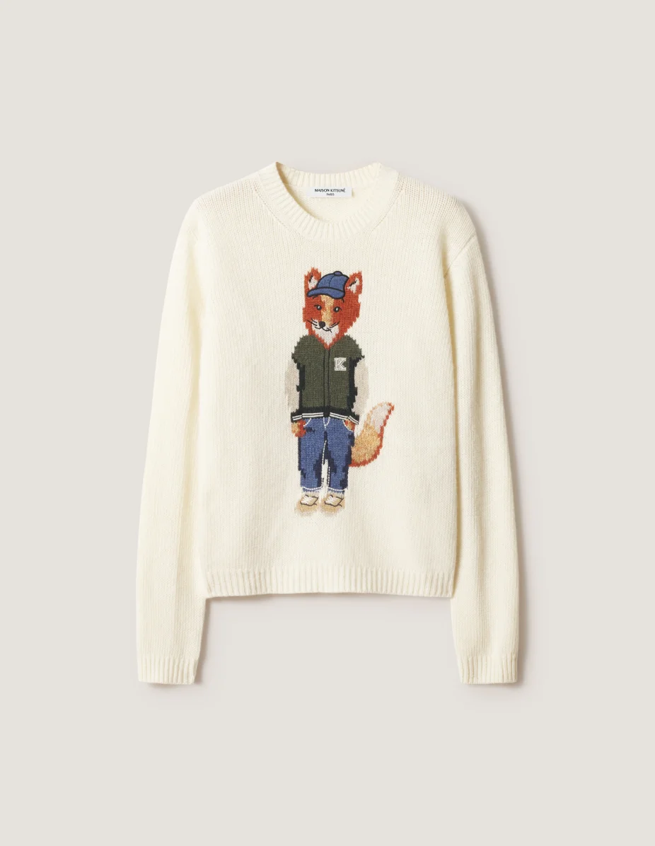 DRESSED FOX INTARSIA WOOL JUMPER - 1