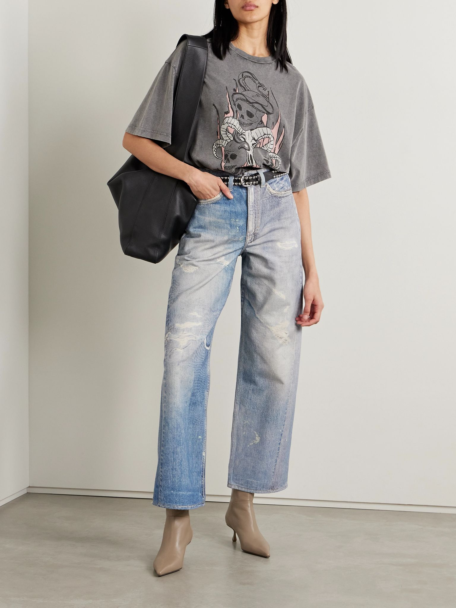 Two-tone printed boyfriend jeans Blue - 2