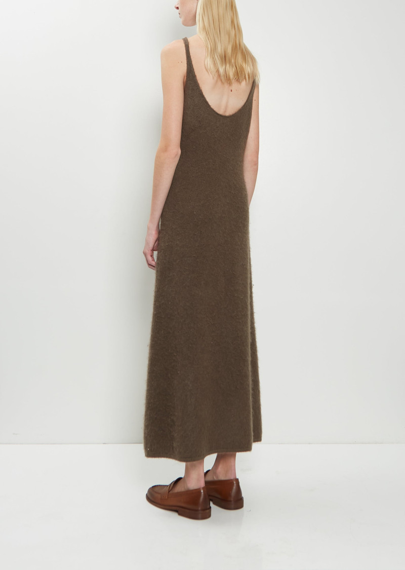 AURALEE Alpaca Fur Knit Dress — Dark Brown outlook