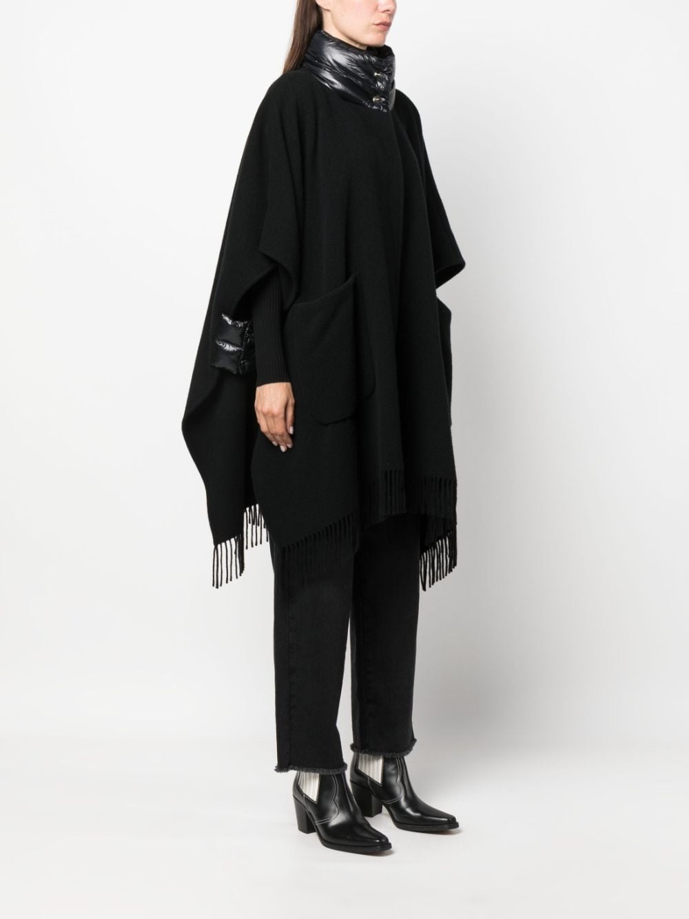 panelled wool-cashmere blend cape - 3