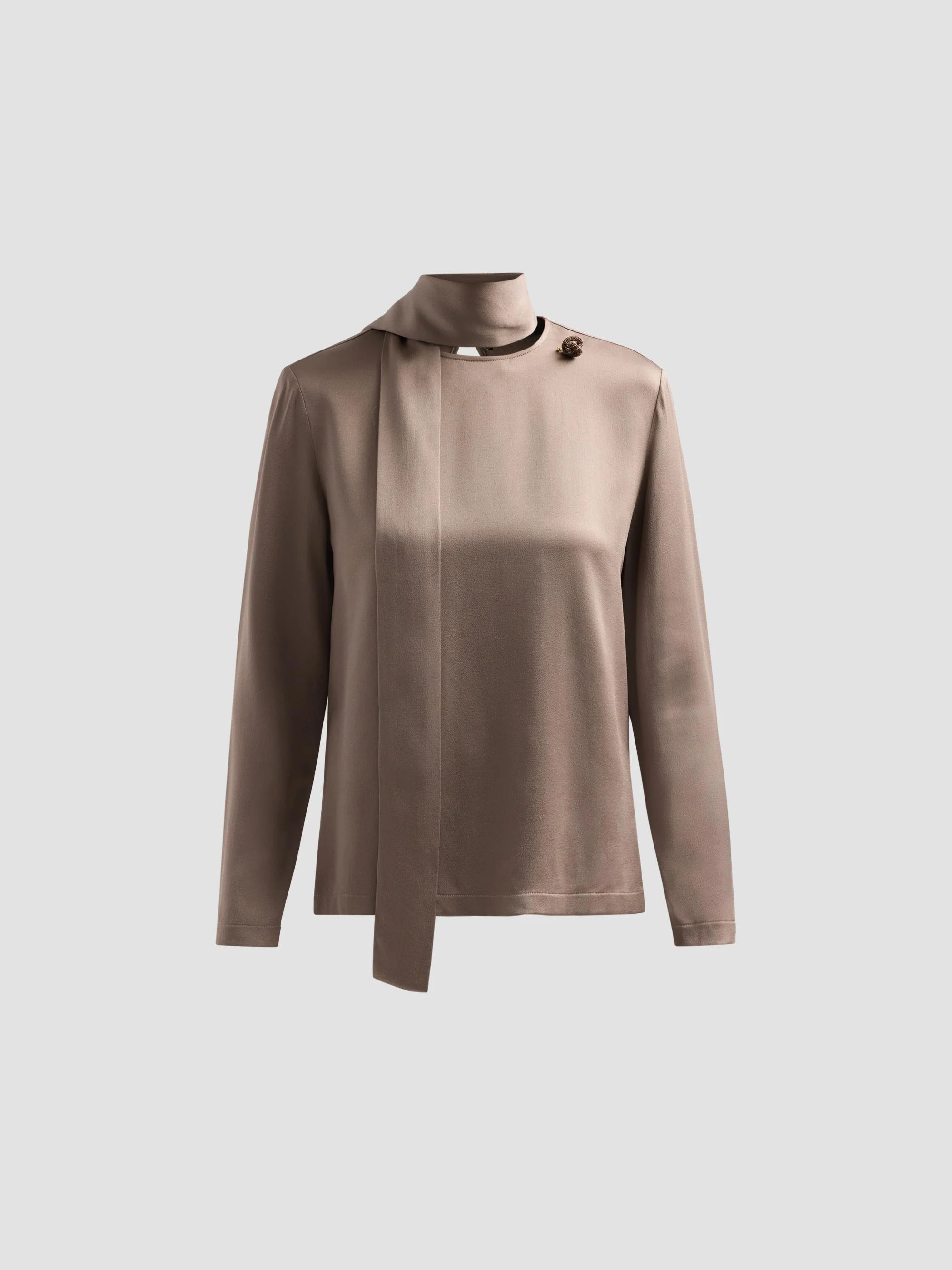 Women's Filo Diamanté Knot Pin Satin Top - Falcon - 1