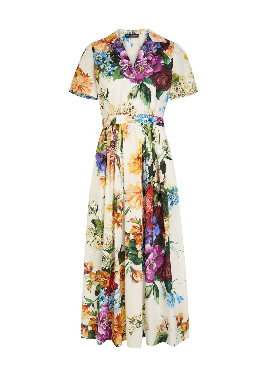 Dolce & Gabbana Floral-print Cotton Midi Shirt Dress - 1