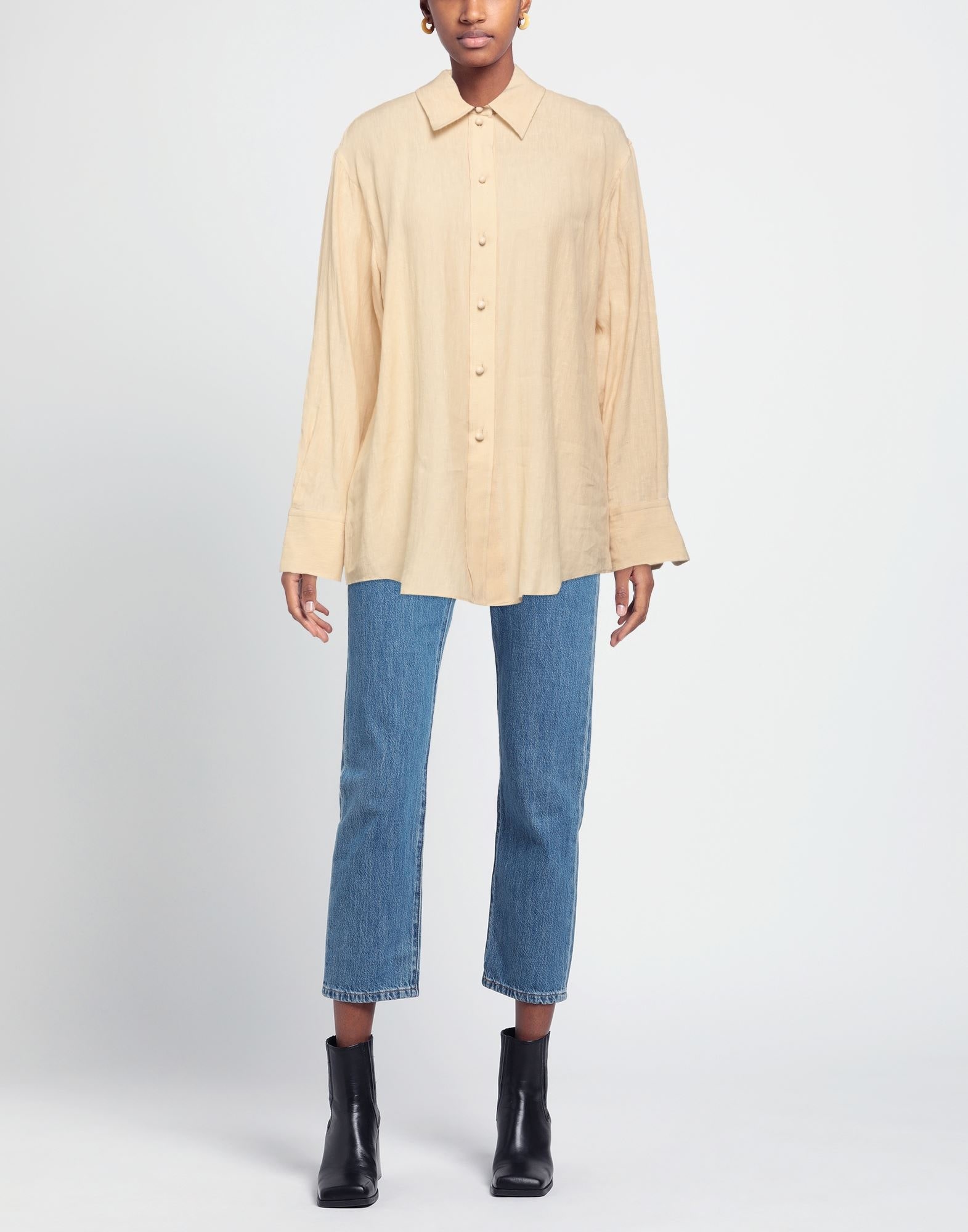 Beige Women's Linen Shirt - 2