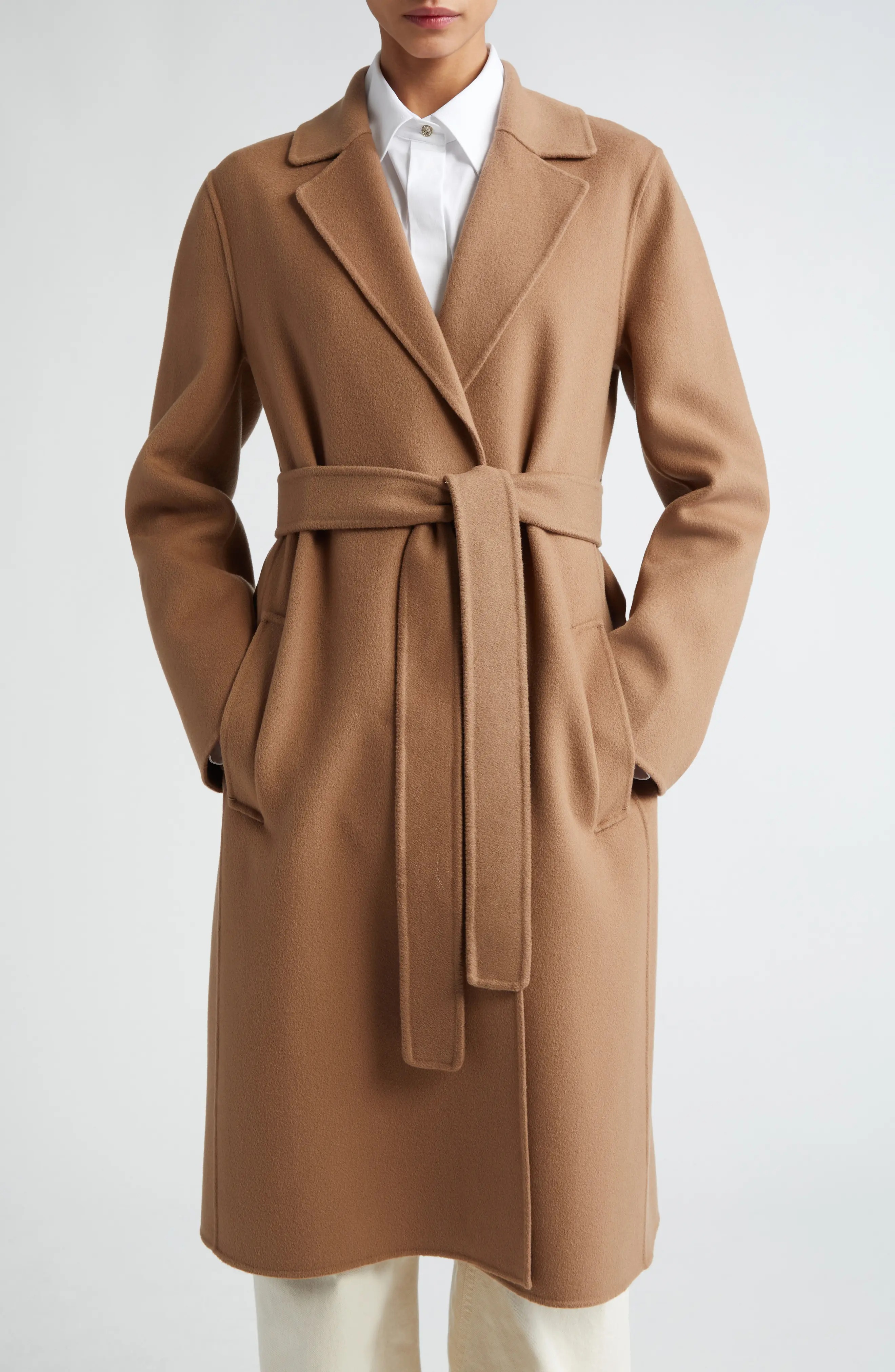 Pauline Belted Double Face Virgin Wool Wrap Coat - 1