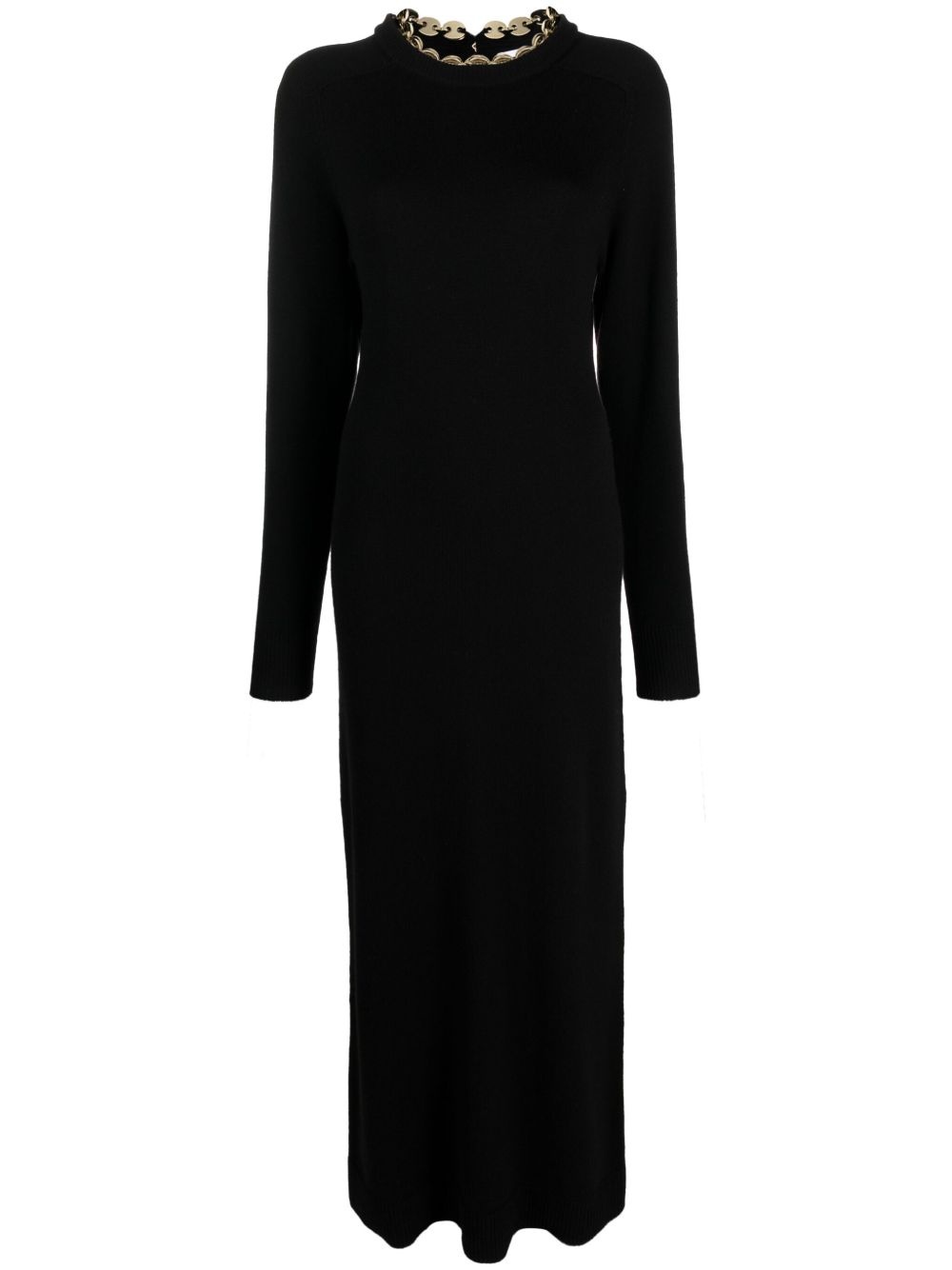 knitted long-sleeve long dress - 1