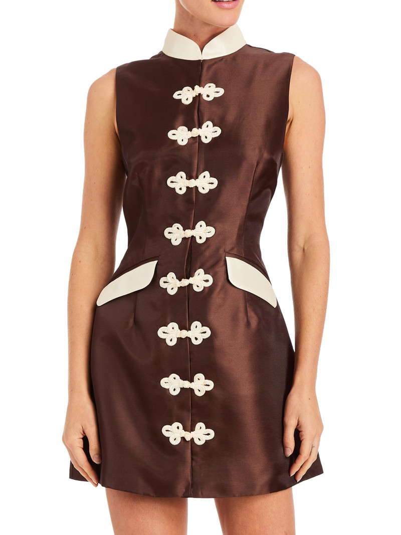 Women's Tamara Stand-Collar Sleeveless Minidress - Brown Chestnut 1
