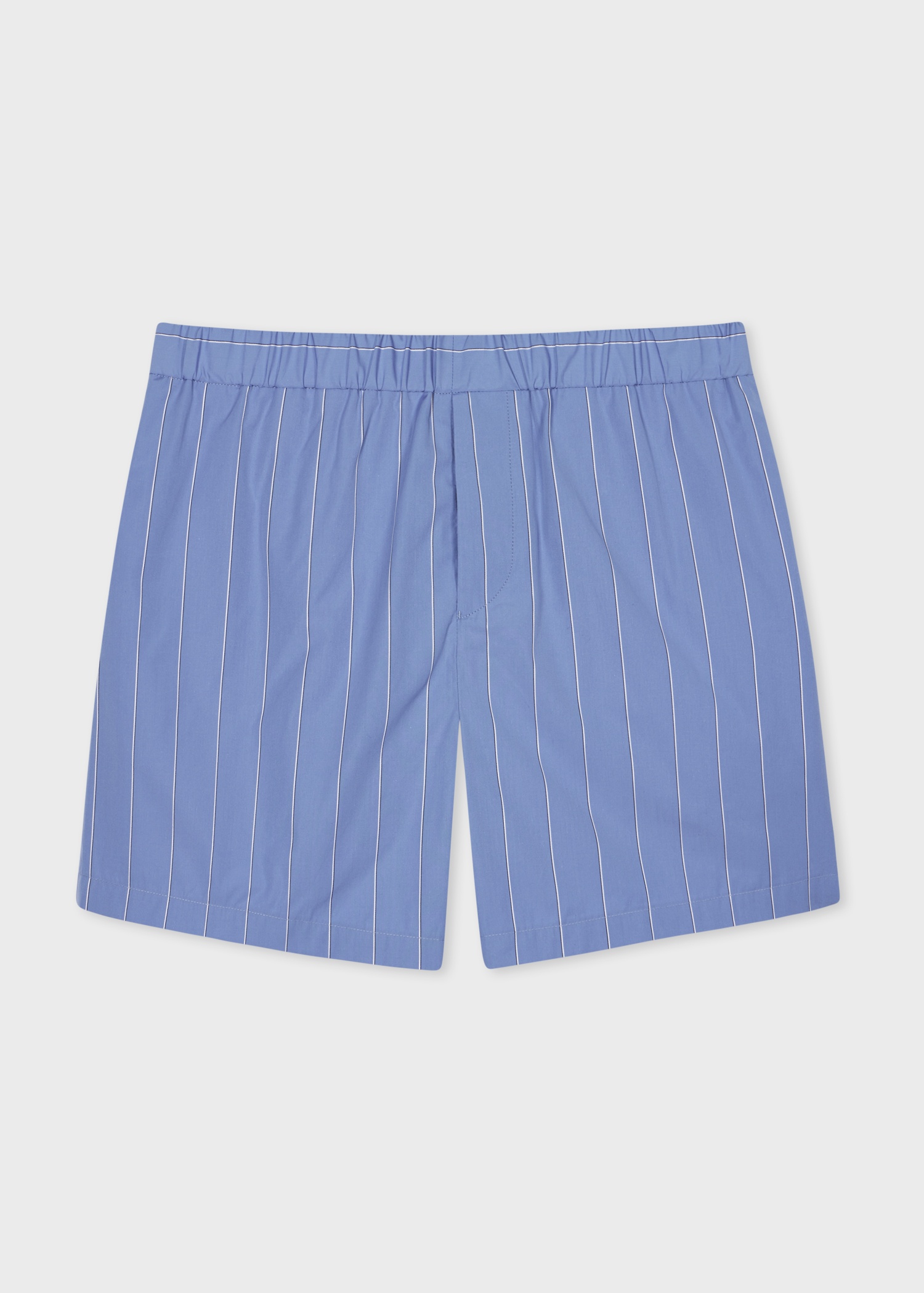 Blue Cotton Poplin Stripe Shorts - 1