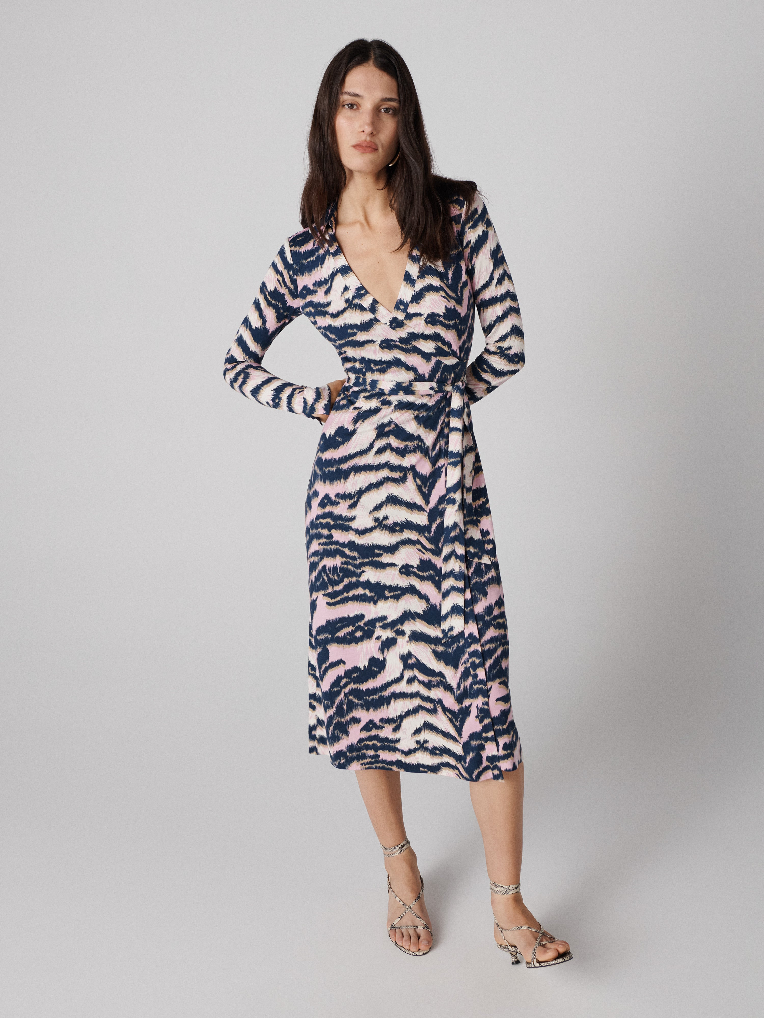 Abigail Silk Jersey Midi Wrap Dress - 3