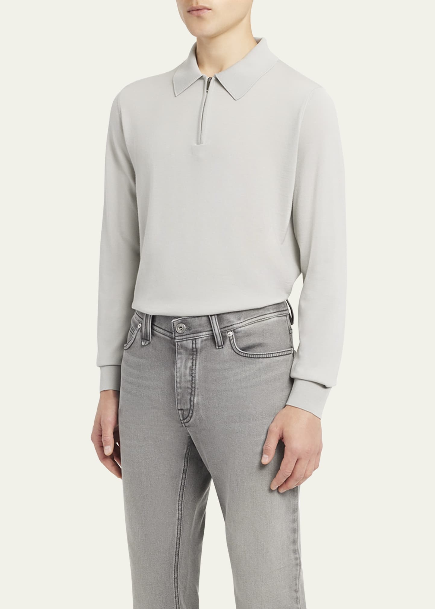 Men's Gray Denim Five-Pocket Pants - 4