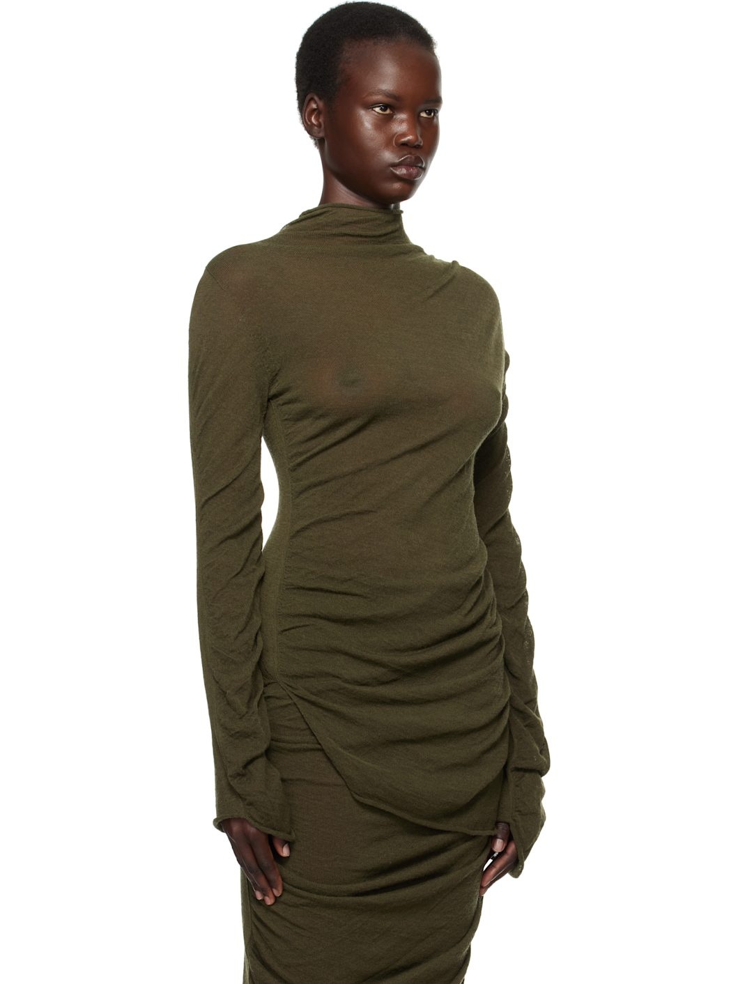 Green Ambiguous Wool Sweater - 2
