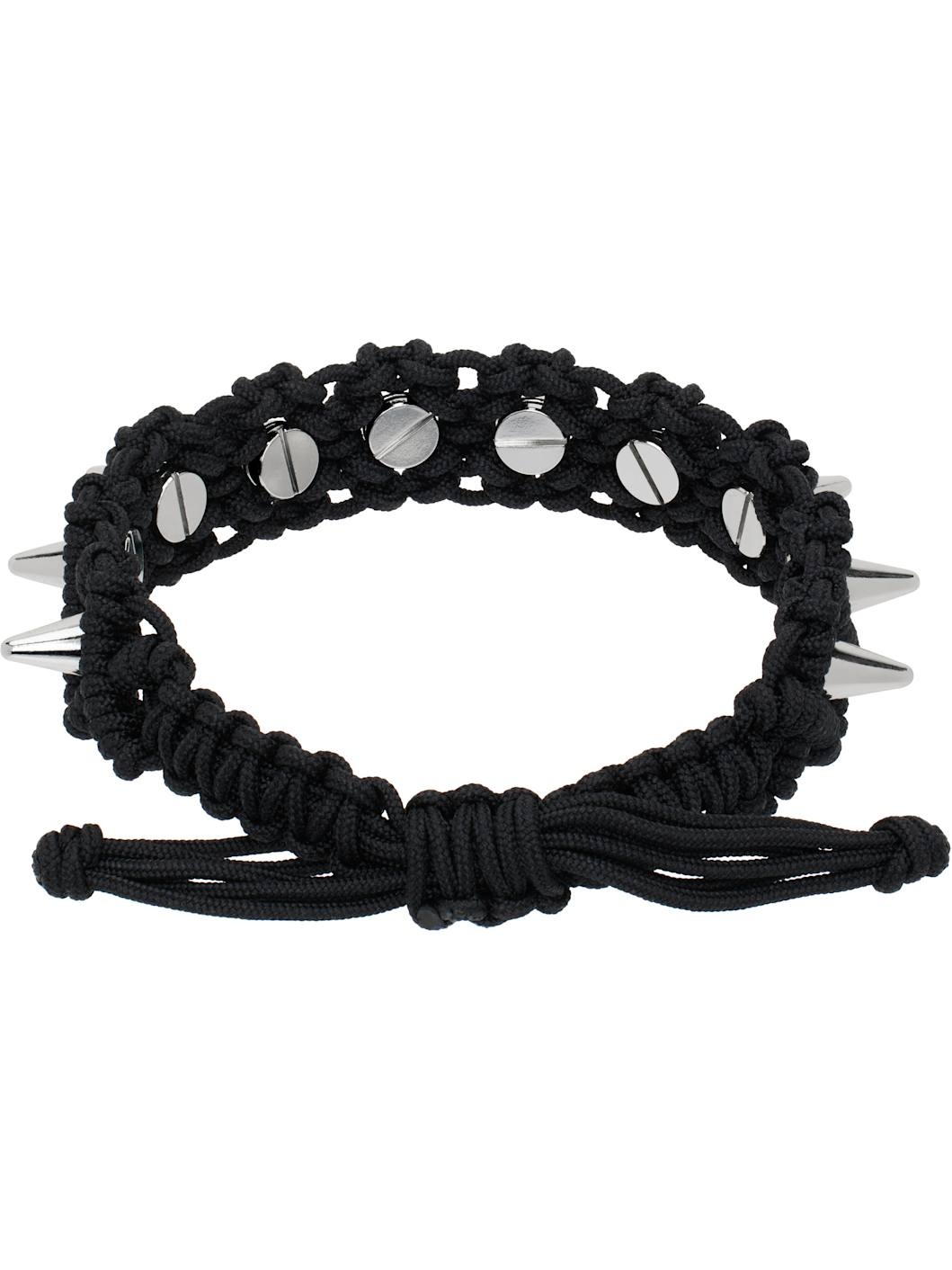Black Handmade Studded Noeud Bracelet - 2