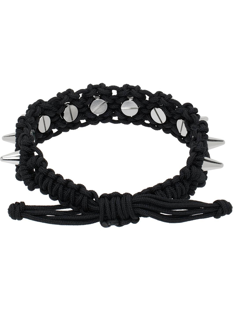 We11done Black Handmade Studded Noeud Bracelet outlook