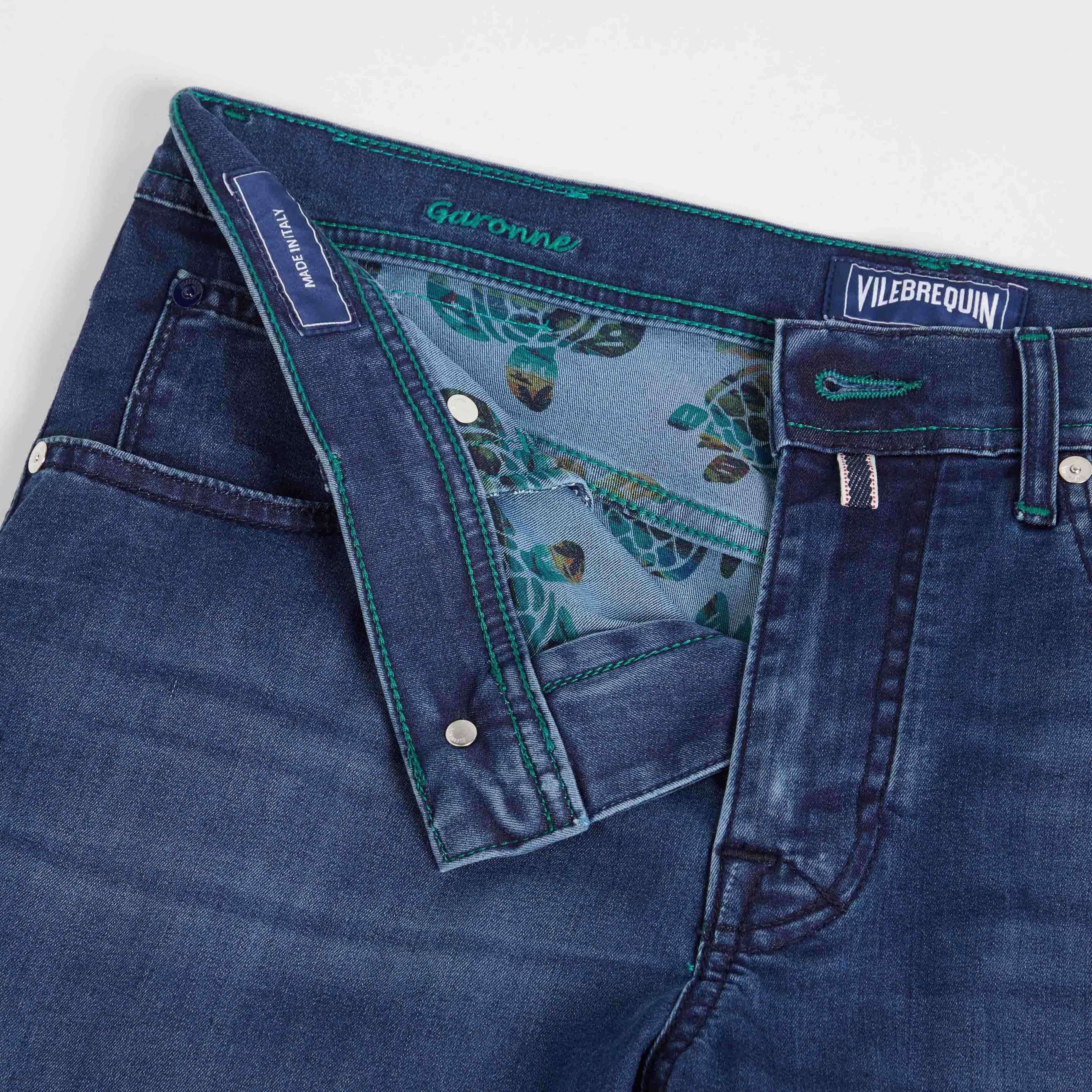 Men Denim Bermuda Shorts Tahiti Turtles - 6