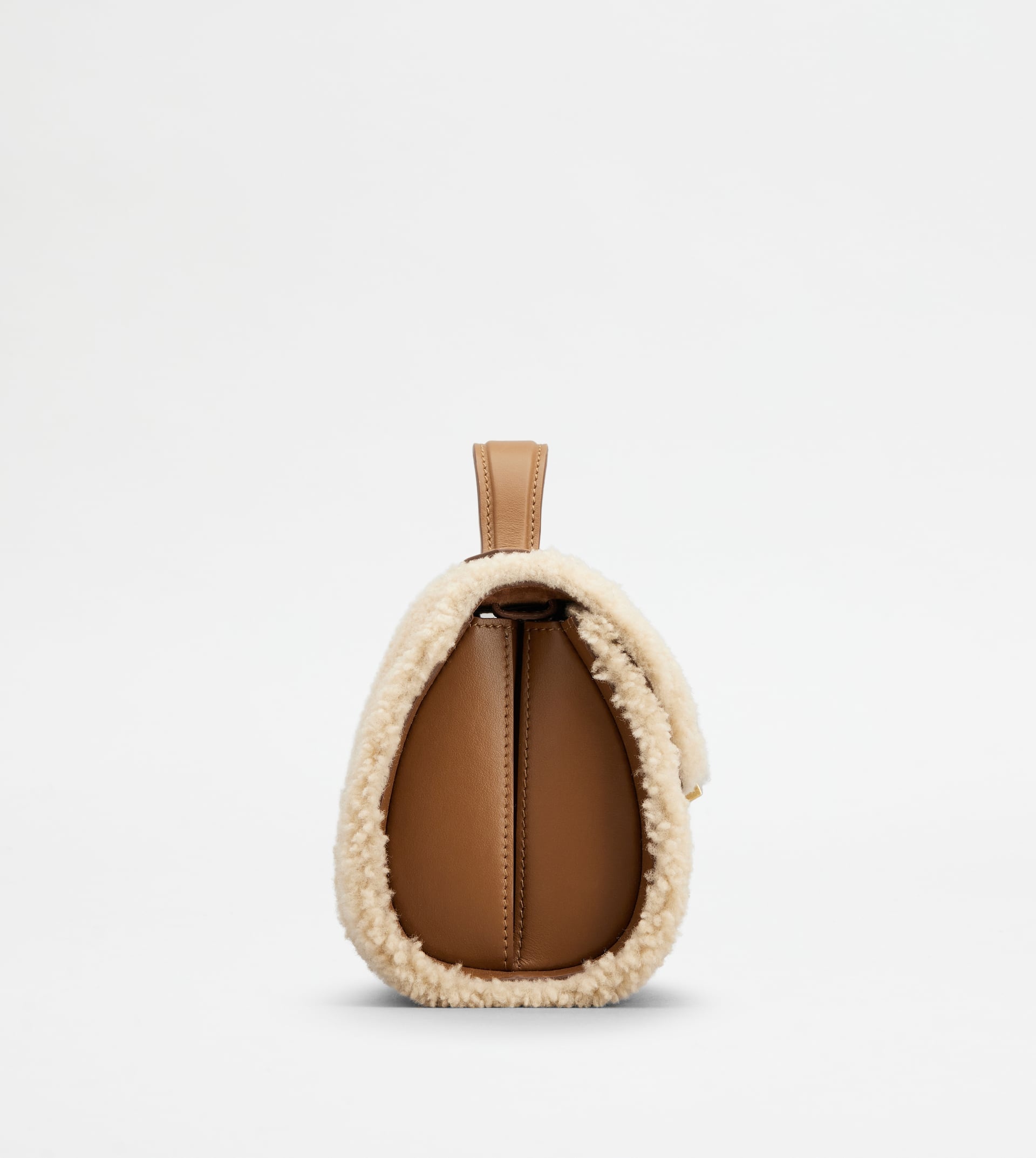 T TIMELESS CROSSBODY BAG IN SUEDE AND SHEEPSKIN MICRO - BROWN, OFF WHITE - 2