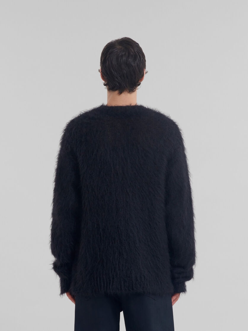 BLACK BRUSHED MOHAIR CARDIGAN - 3
