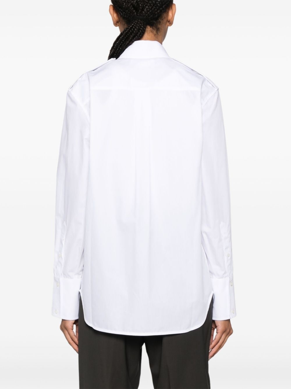 logo-embroidered cotton shirt - 4