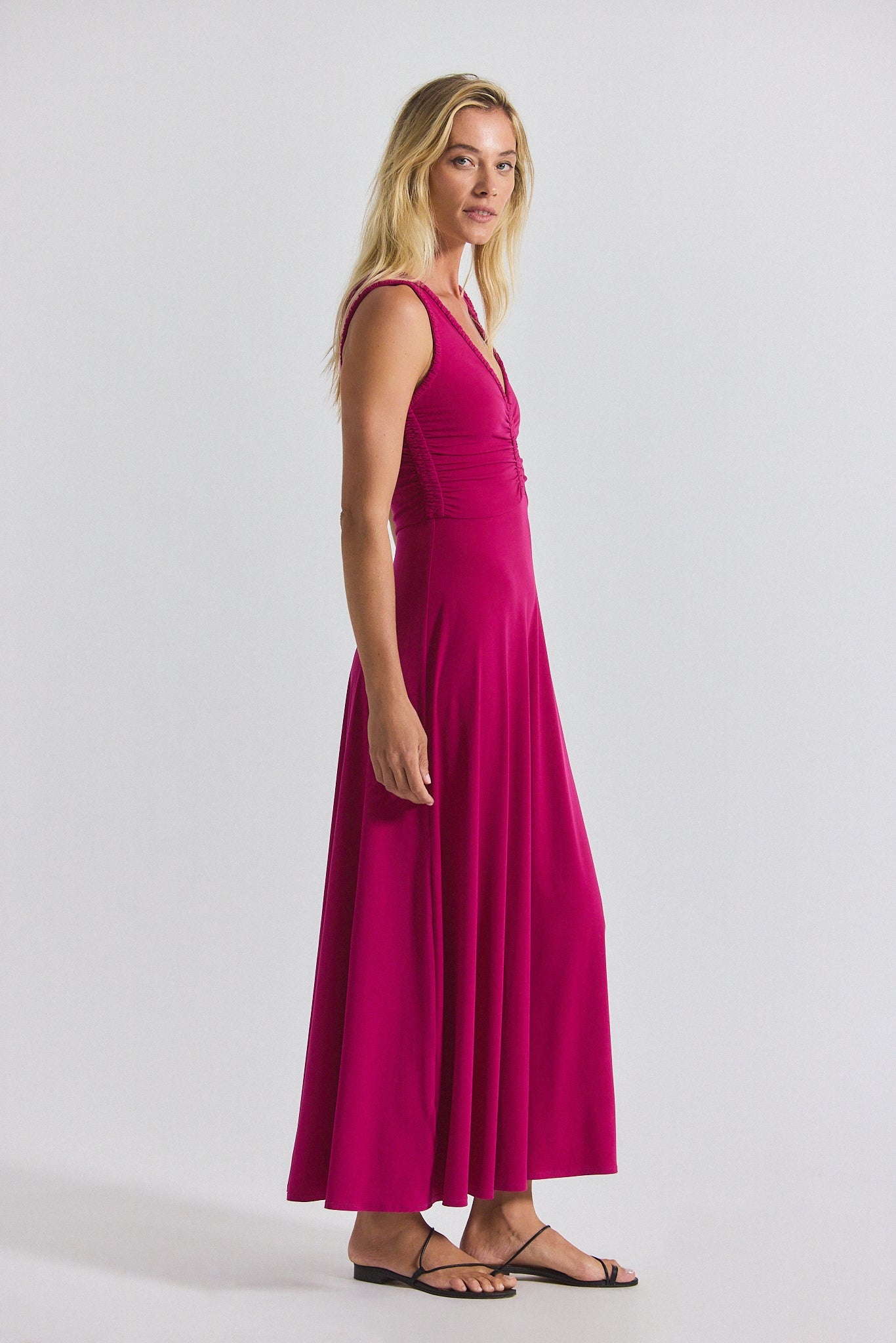 MISHA MATTE JERSEY RUCHED DRESS - 3