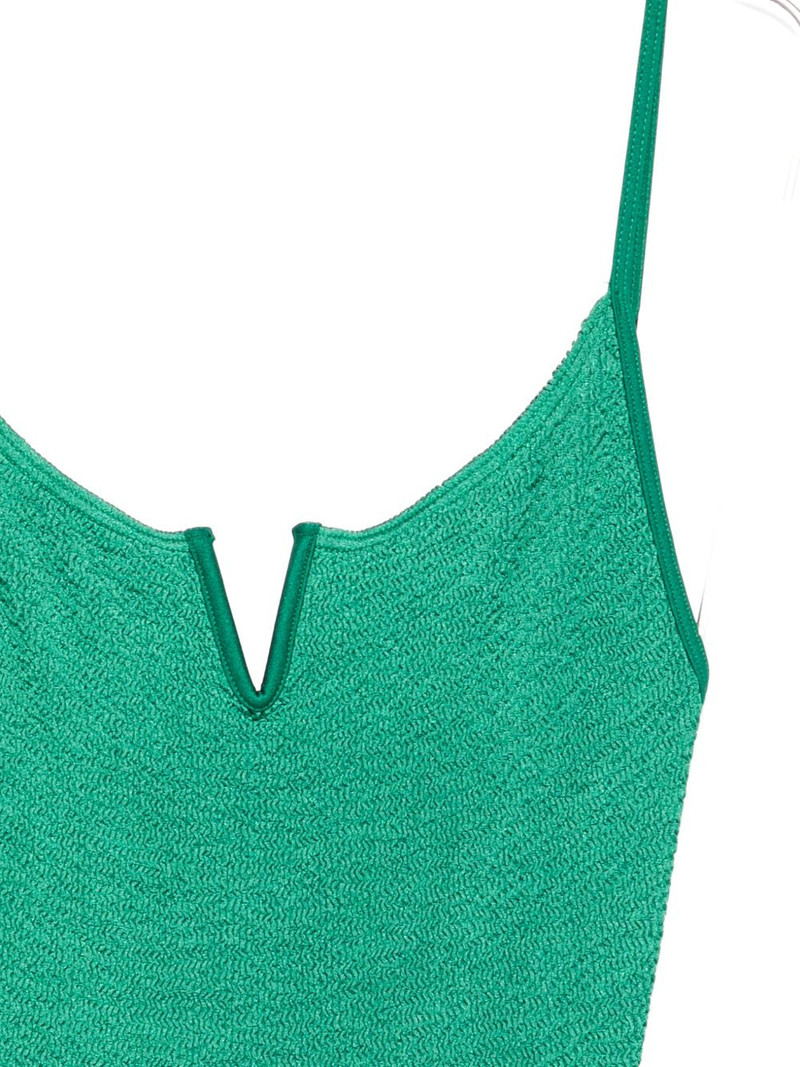 crinkle-texture V-neck swimsuit 3
