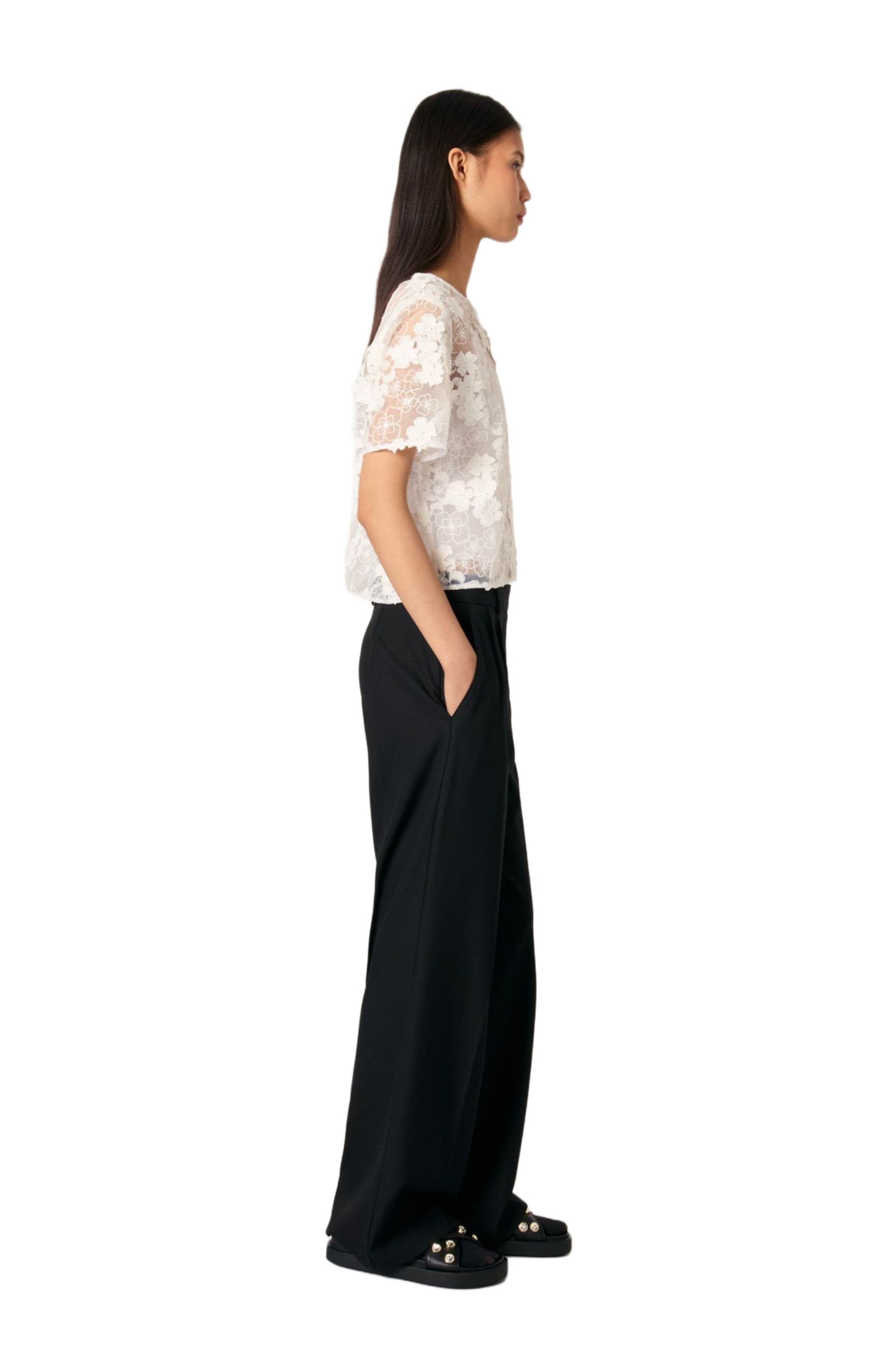 maje Embroidered short-sleeved top in White at Nordstrom - 3
