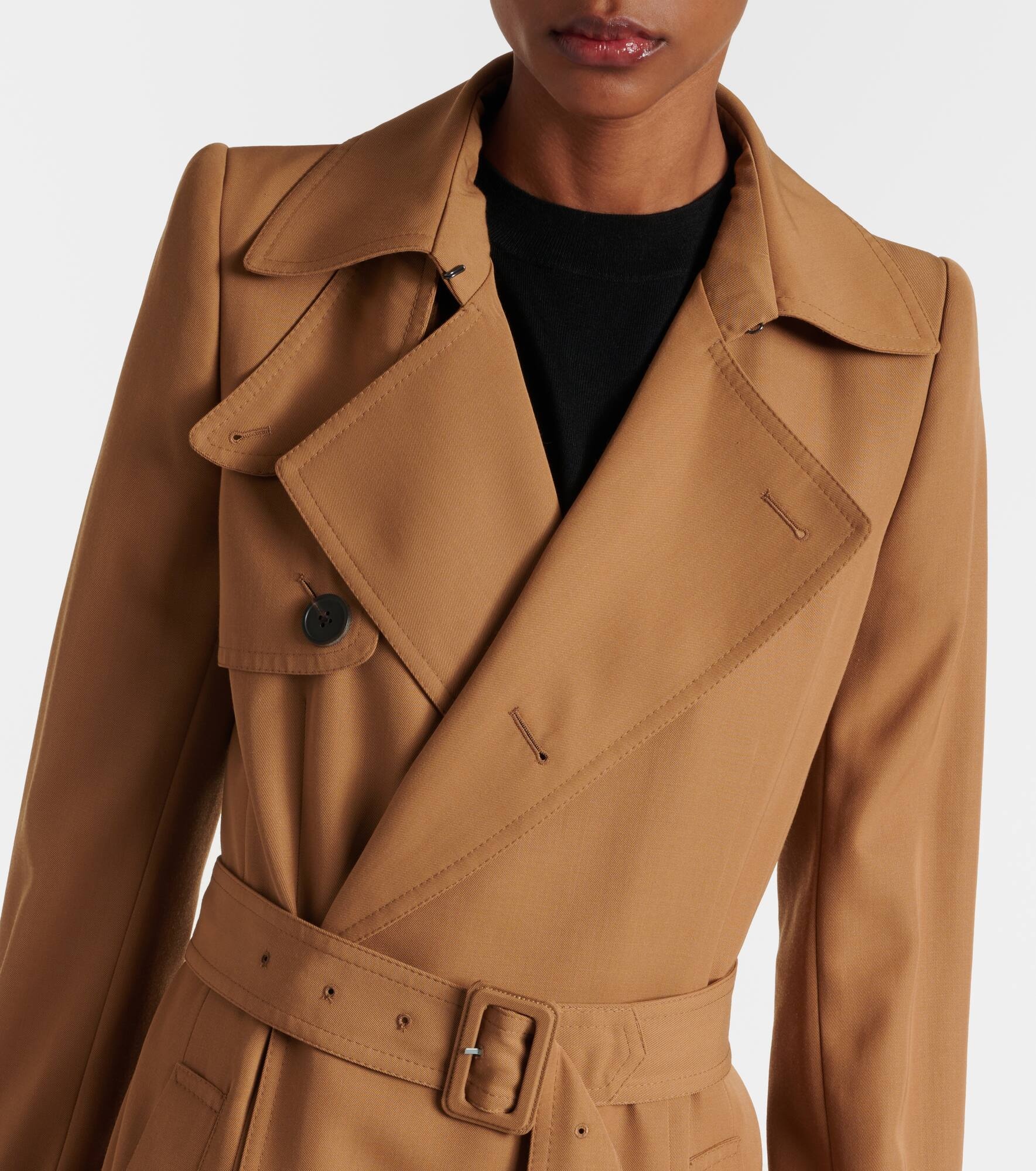 Wool-blend gabardine trench coat - 4