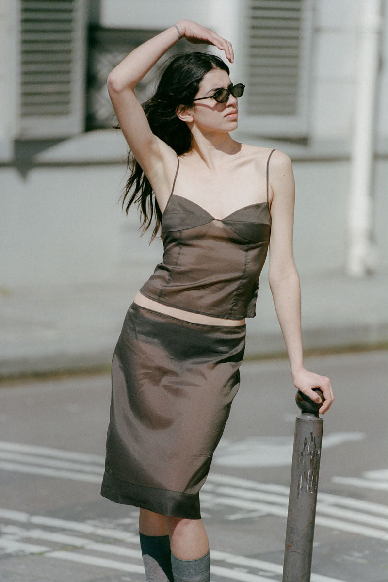Transparent Silk Cami - Black Olive - 11