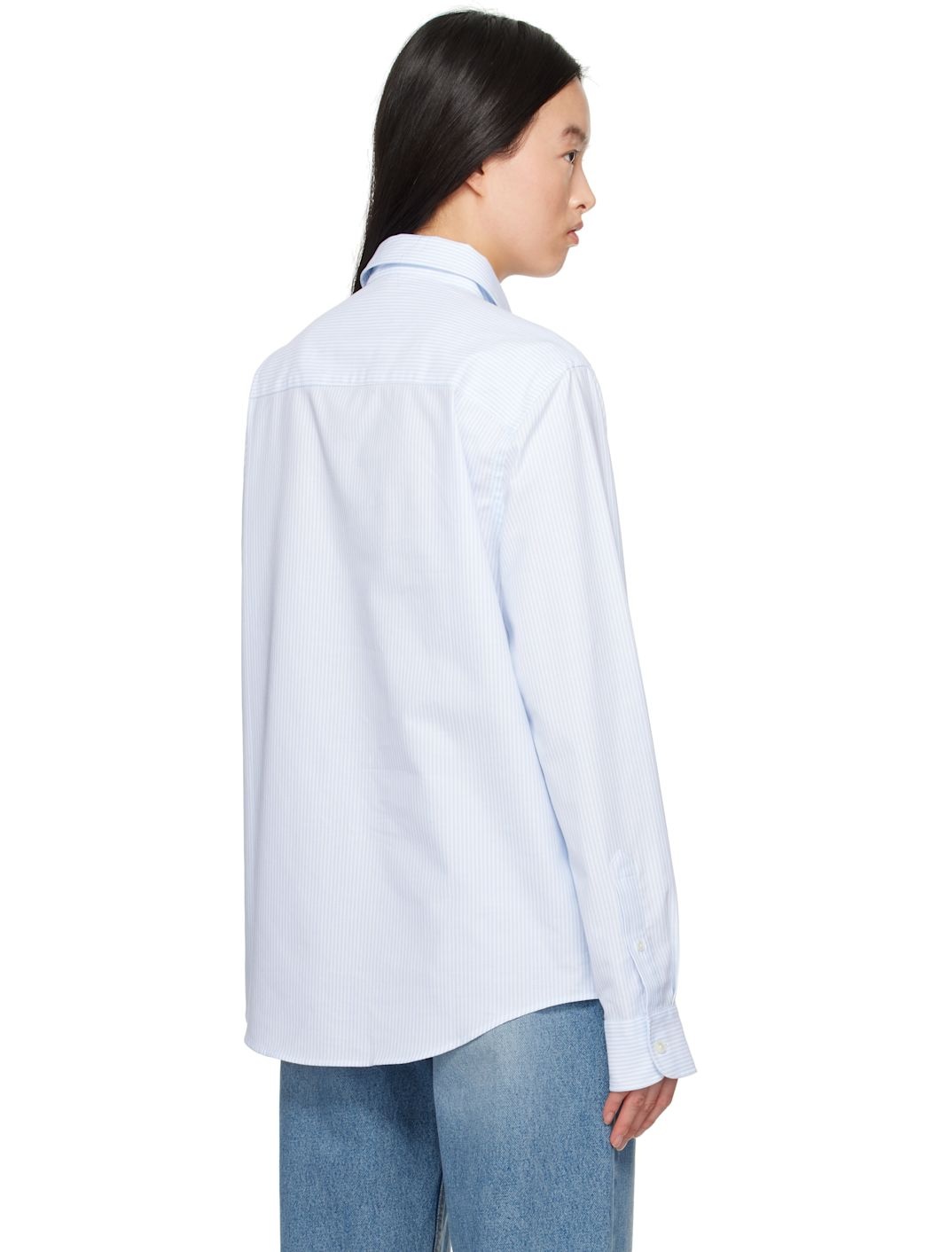Blue & White Cotton Button-Down Ami de Coeur Shirt - 3