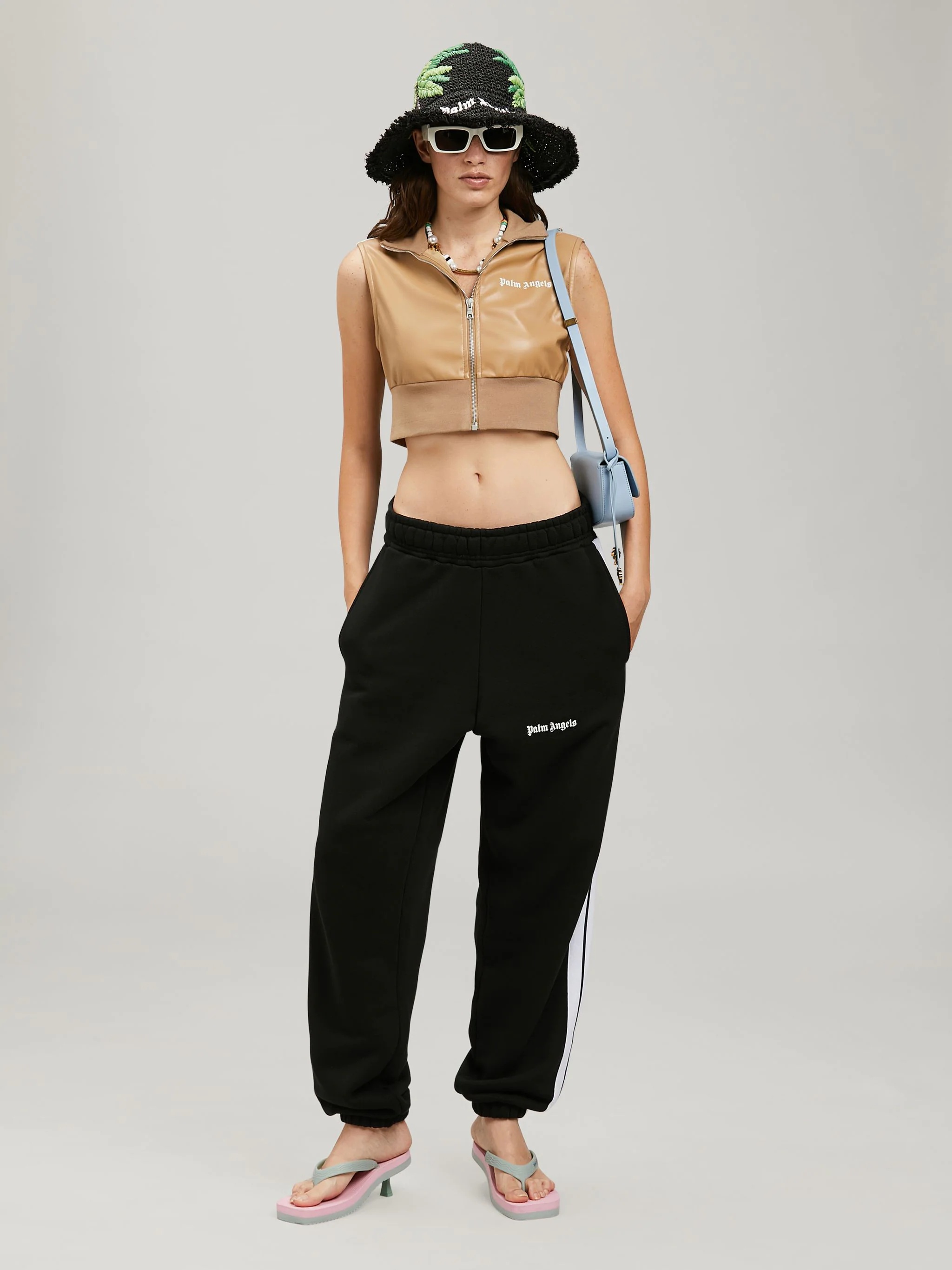 LEATHER CROPPED TRACK VEST - 2