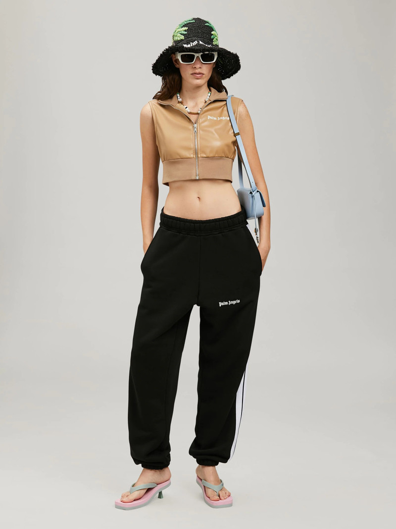 Palm Angels LEATHER CROPPED TRACK VEST outlook