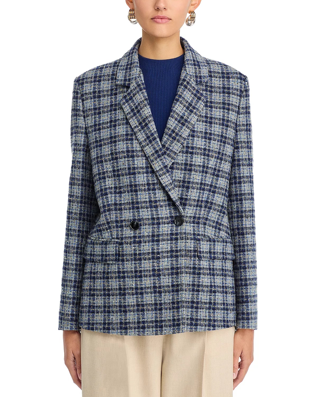 Check Double Breasted Blazer - 1