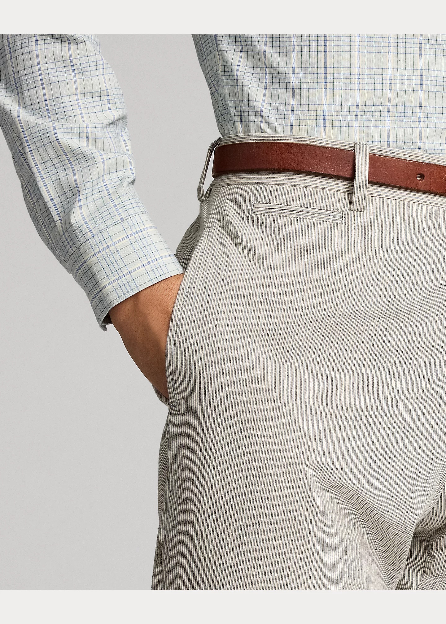 Slim Fit Striped Cotton Suit Trouser - 5