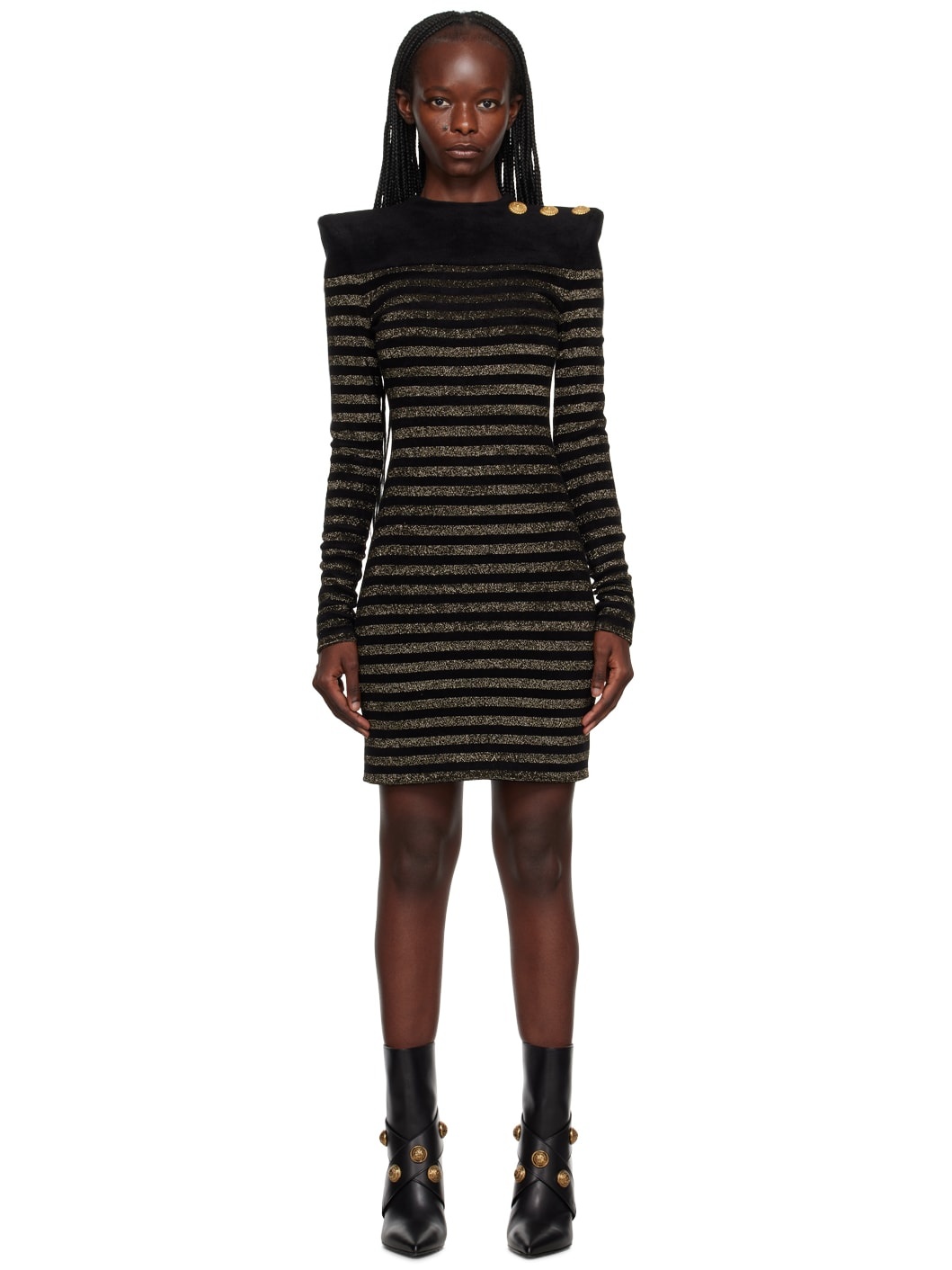 Black Striped Minidress - 1
