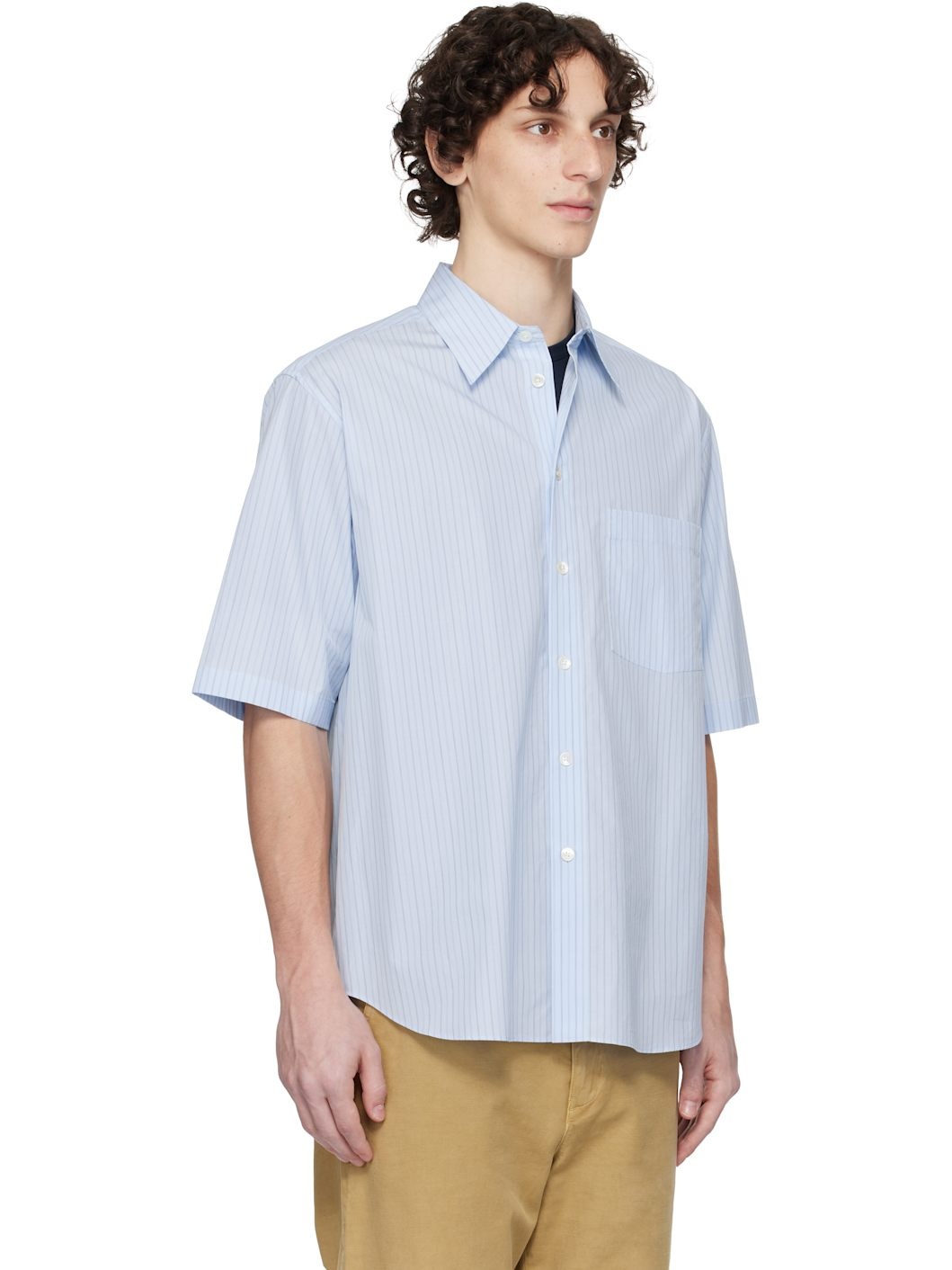 Blue Suvin High Count Cloth Stripe Shirt - 2