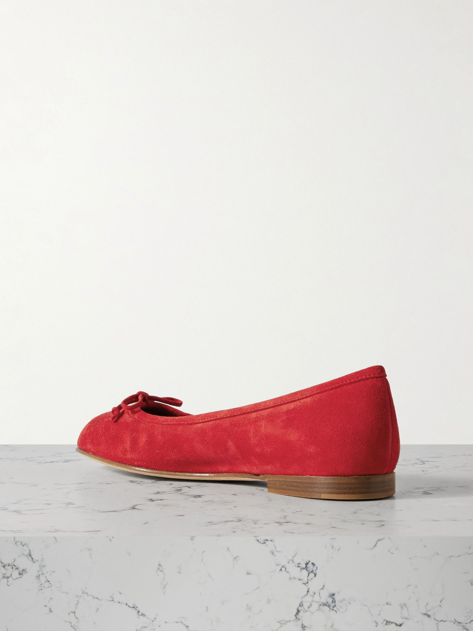 Veralli bow-detailed suede ballet flats Red - 3