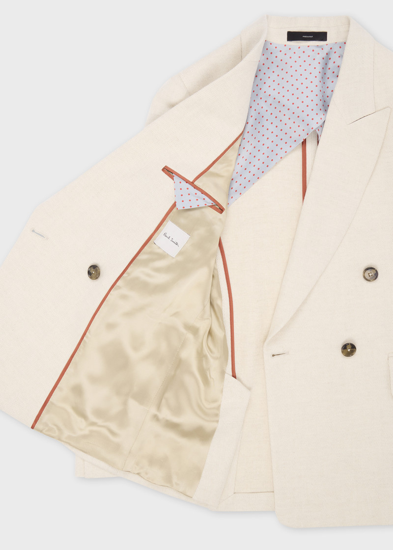 Women's Cream Cotton-Linen Double-Breasted Blazer 4