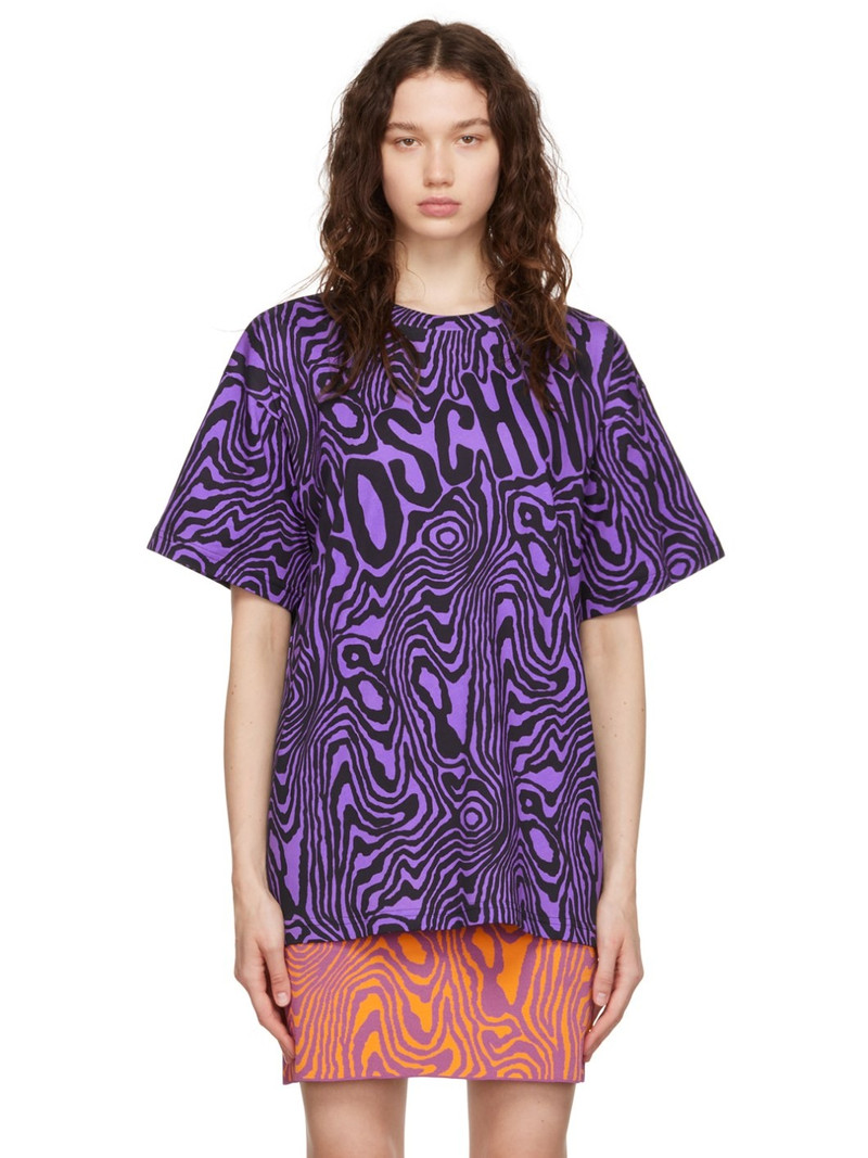 Purple & Black Moiré Effect T-Shirt - 1