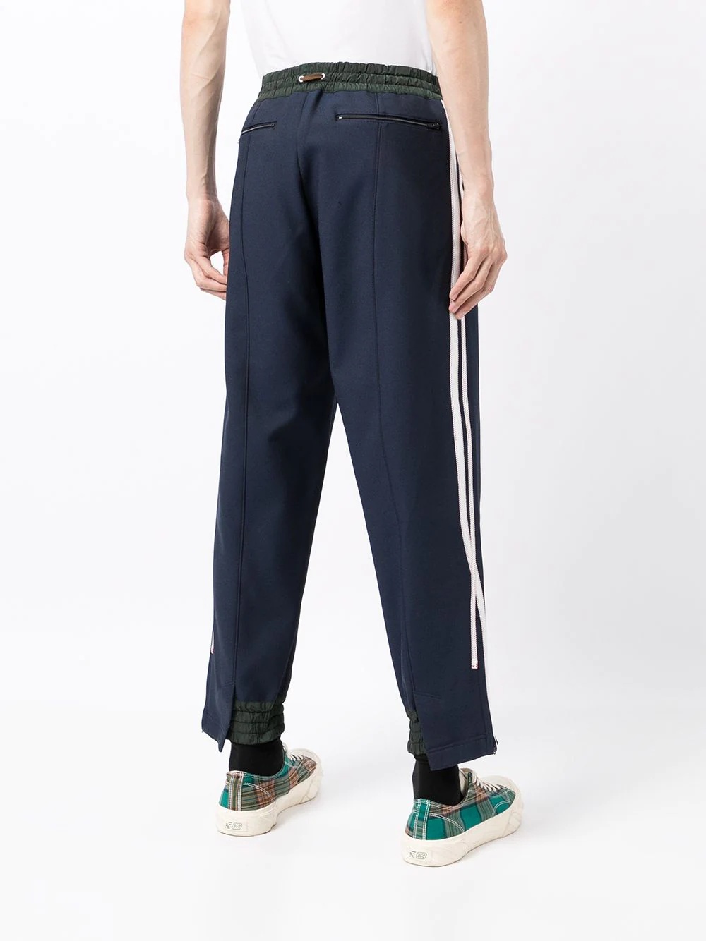 side-stripe cotton track trousers - 4