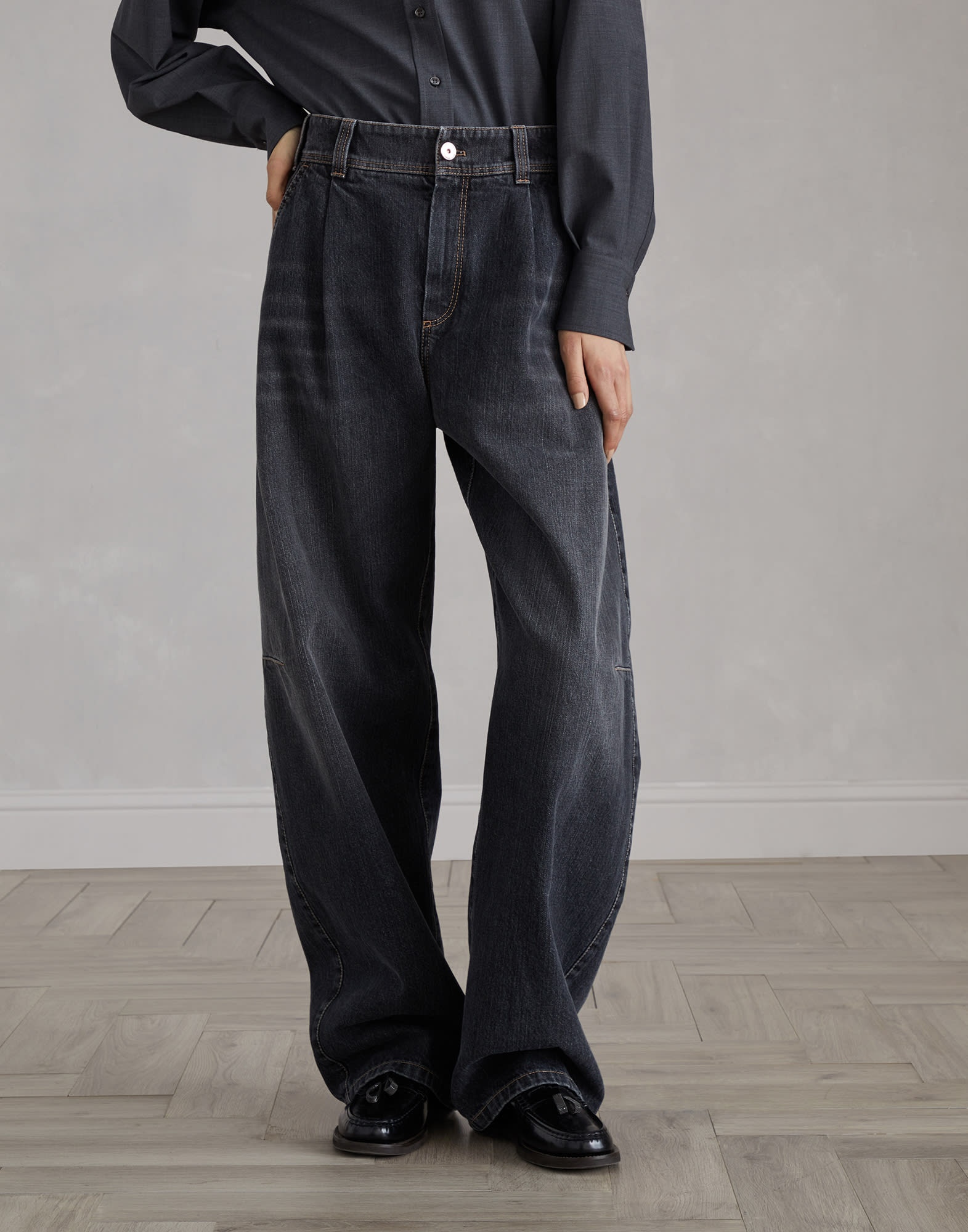 Authentic denim soft curved trousers - 1