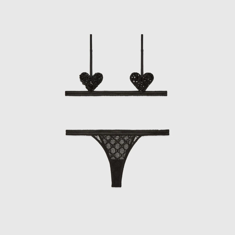 GUCCI GG tulle and sequins lingerie set outlook