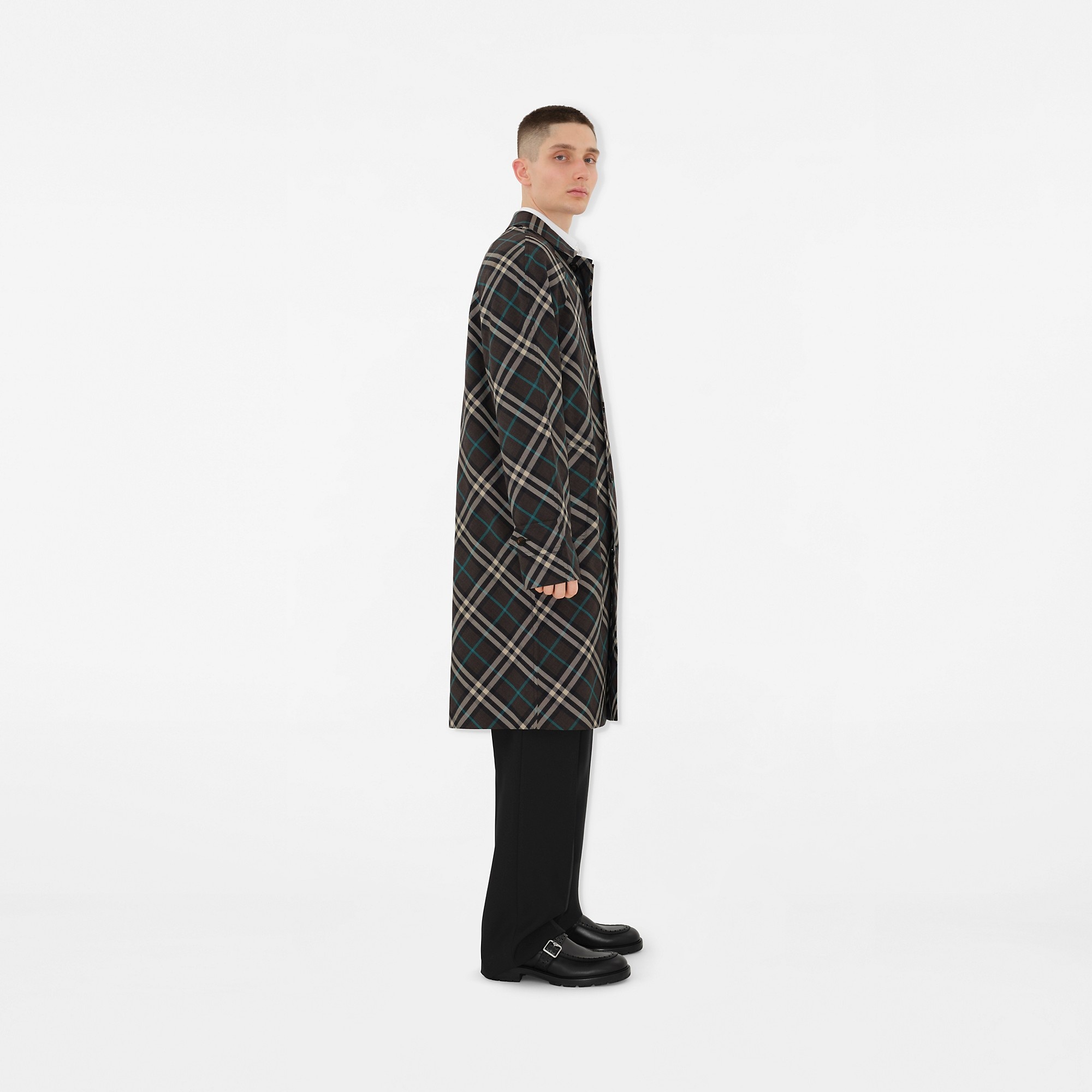 Mid-length Check Car Coat - 3