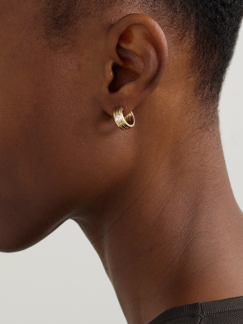 STONE AND STRAND Trio Ridge 14-karat Gold Diamond Hoop Earrings outlook